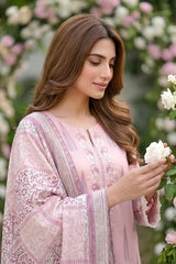 Lakhany Premium 03 Piece Unstitched Printed Embroidered with Printed Lawn Dupatta