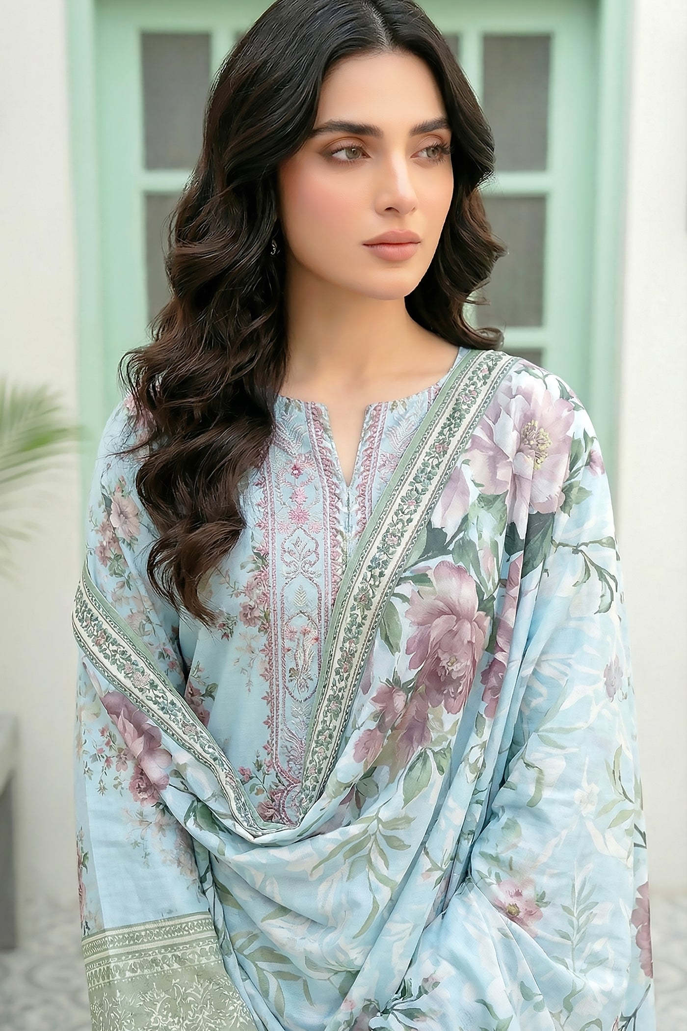 03 Piece Unstitched Printed Lawn - Design 7