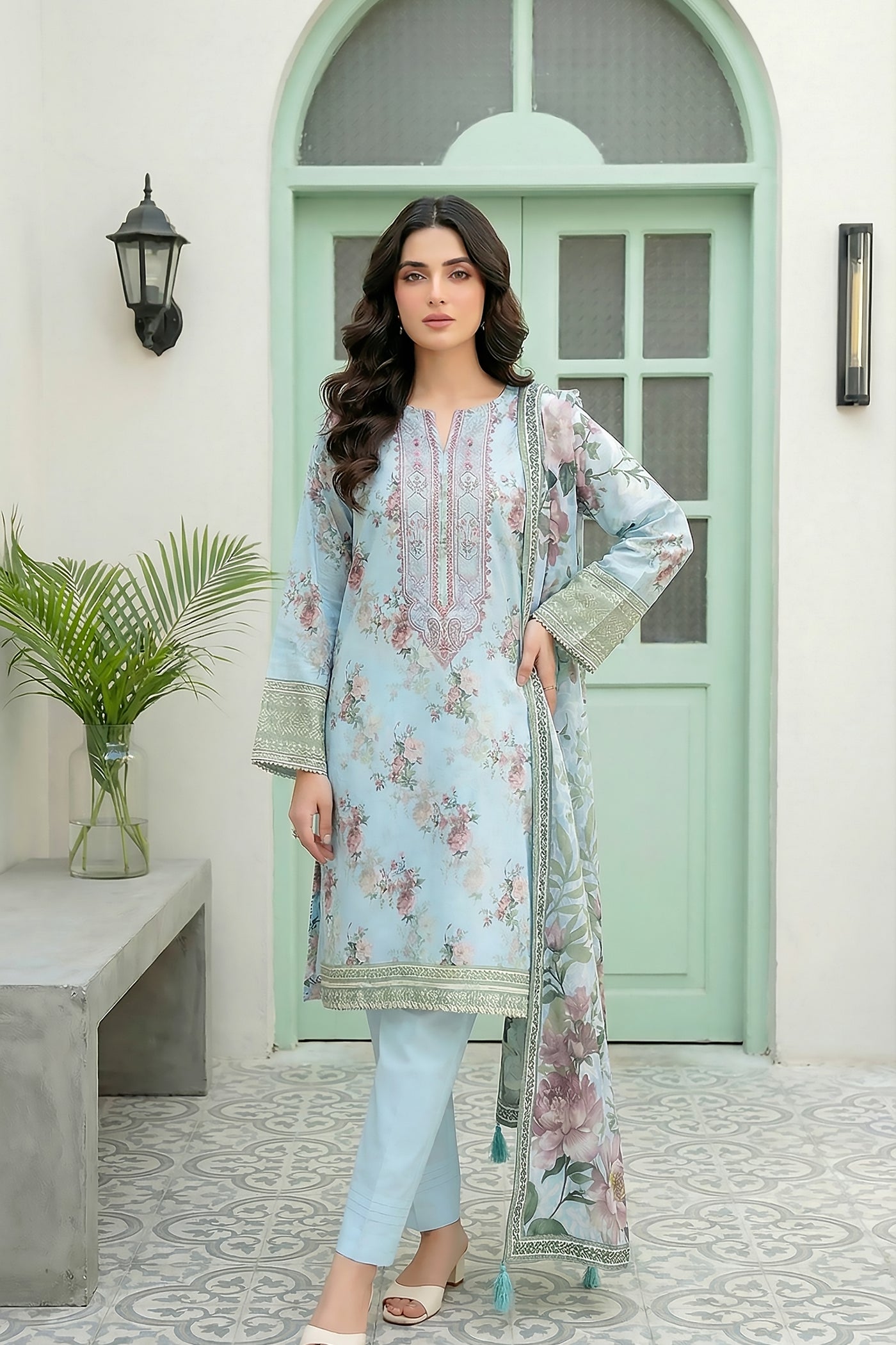 03 Piece Unstitched Printed Lawn - Design 7