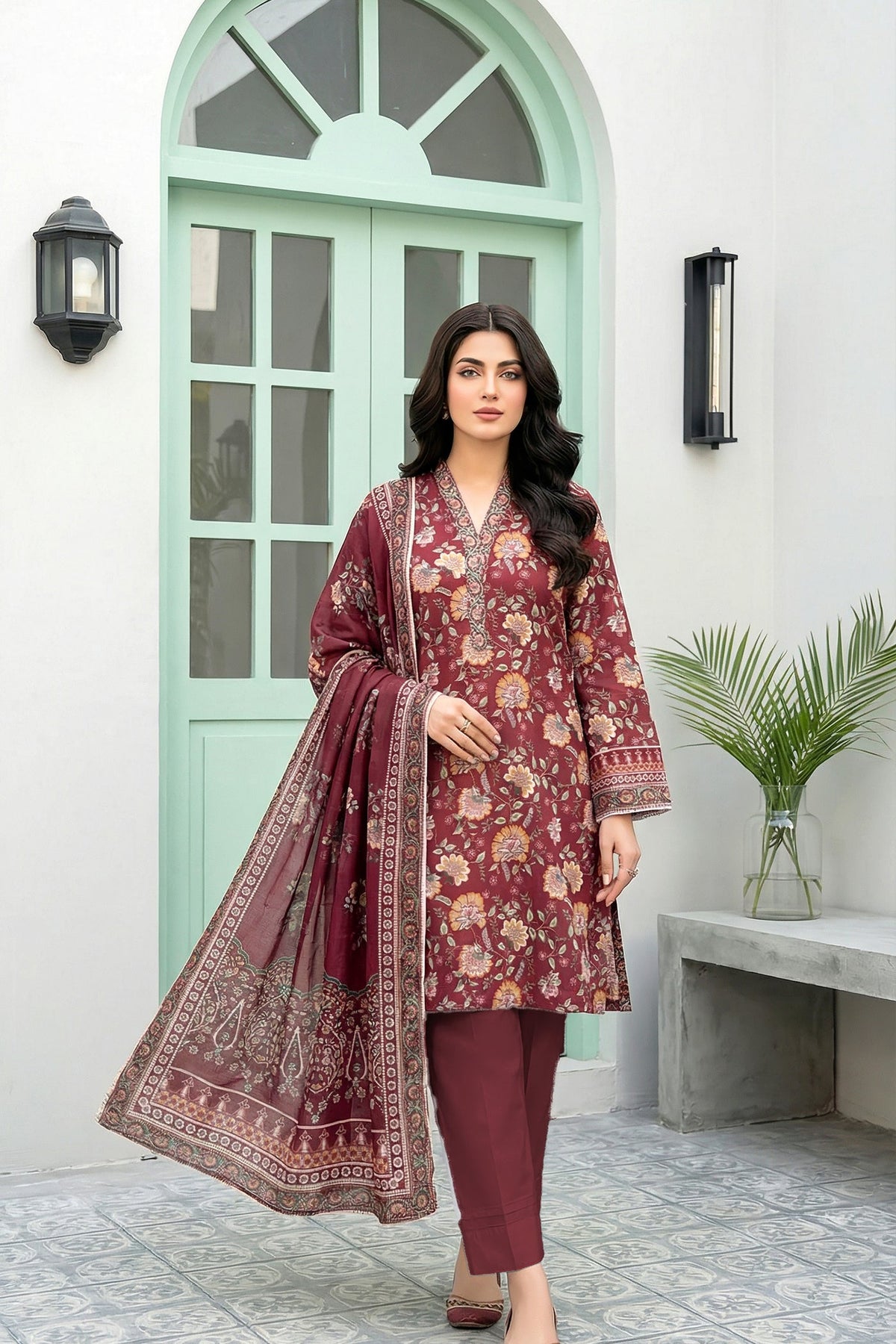 03 Piece Unstitched Printed Lawn - Design 4
