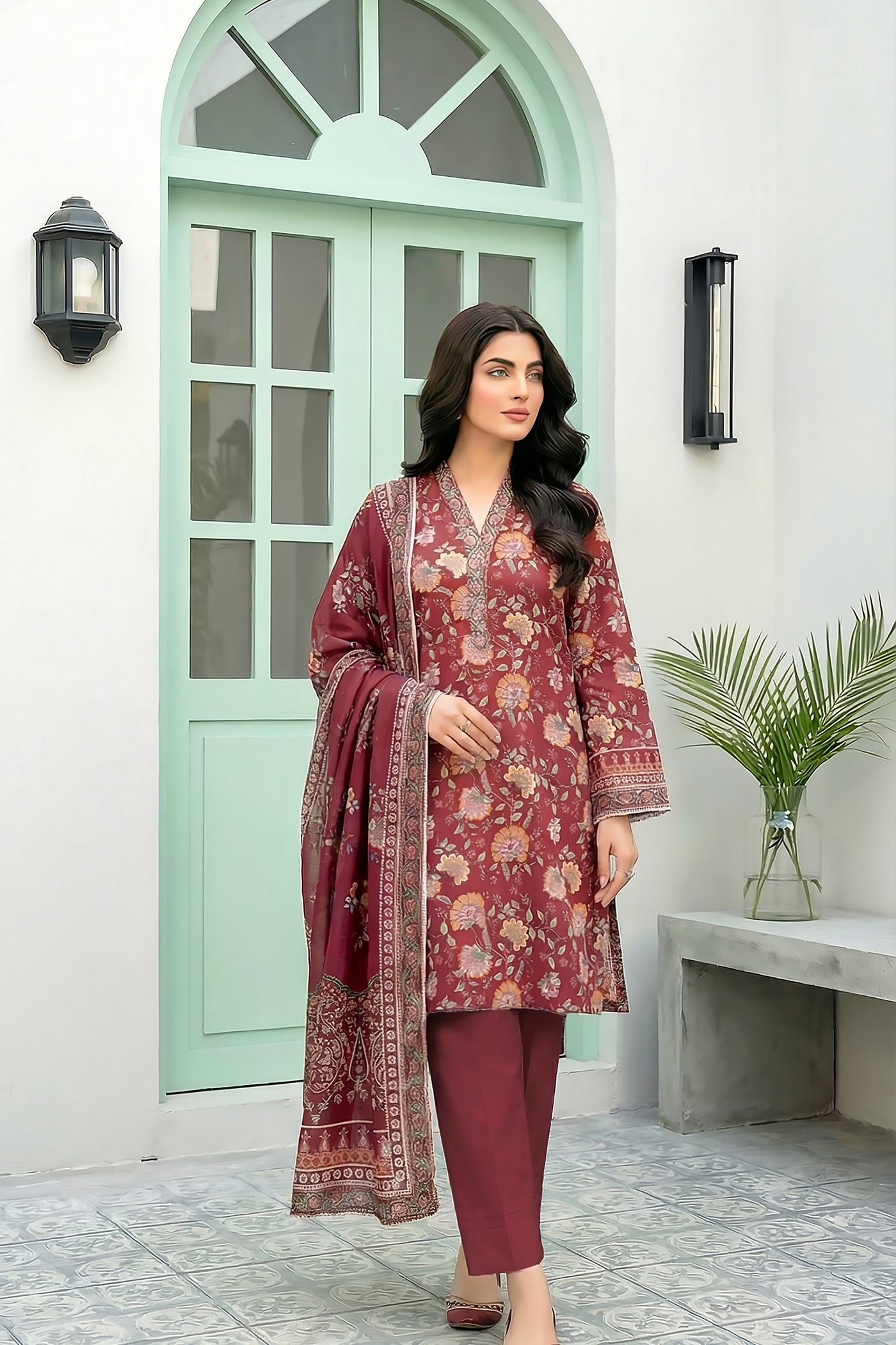 03 Piece Unstitched Printed Lawn - Design 4