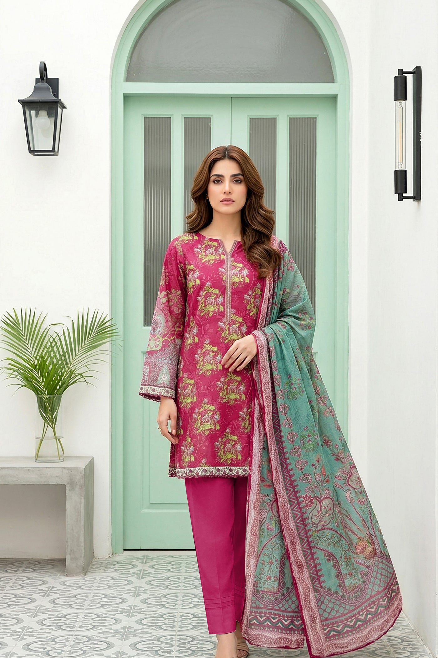 03 Piece Unstitched Printed Lawn - Design 9