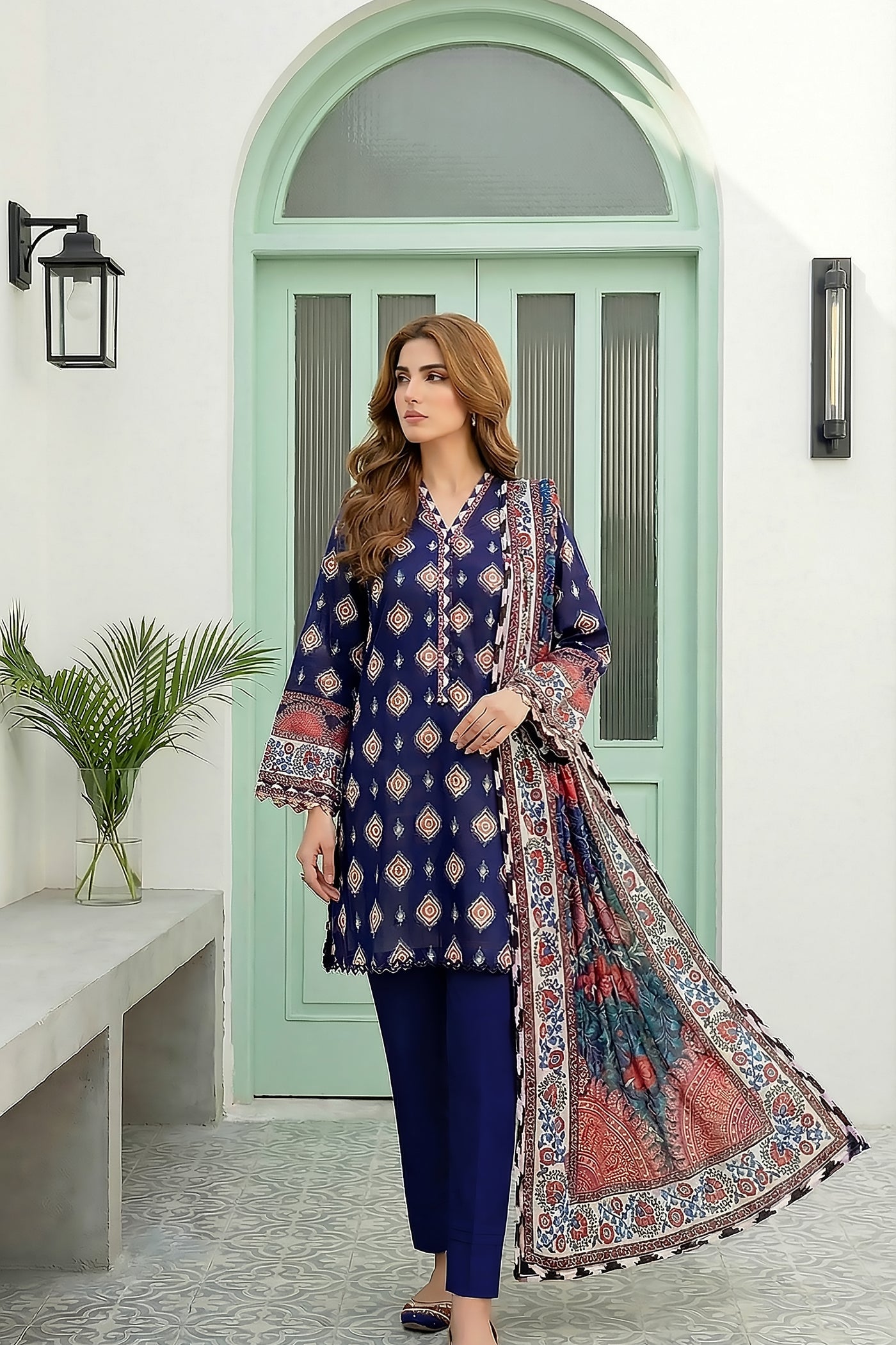 03 Piece Unstitched Printed Lawn - Design 8