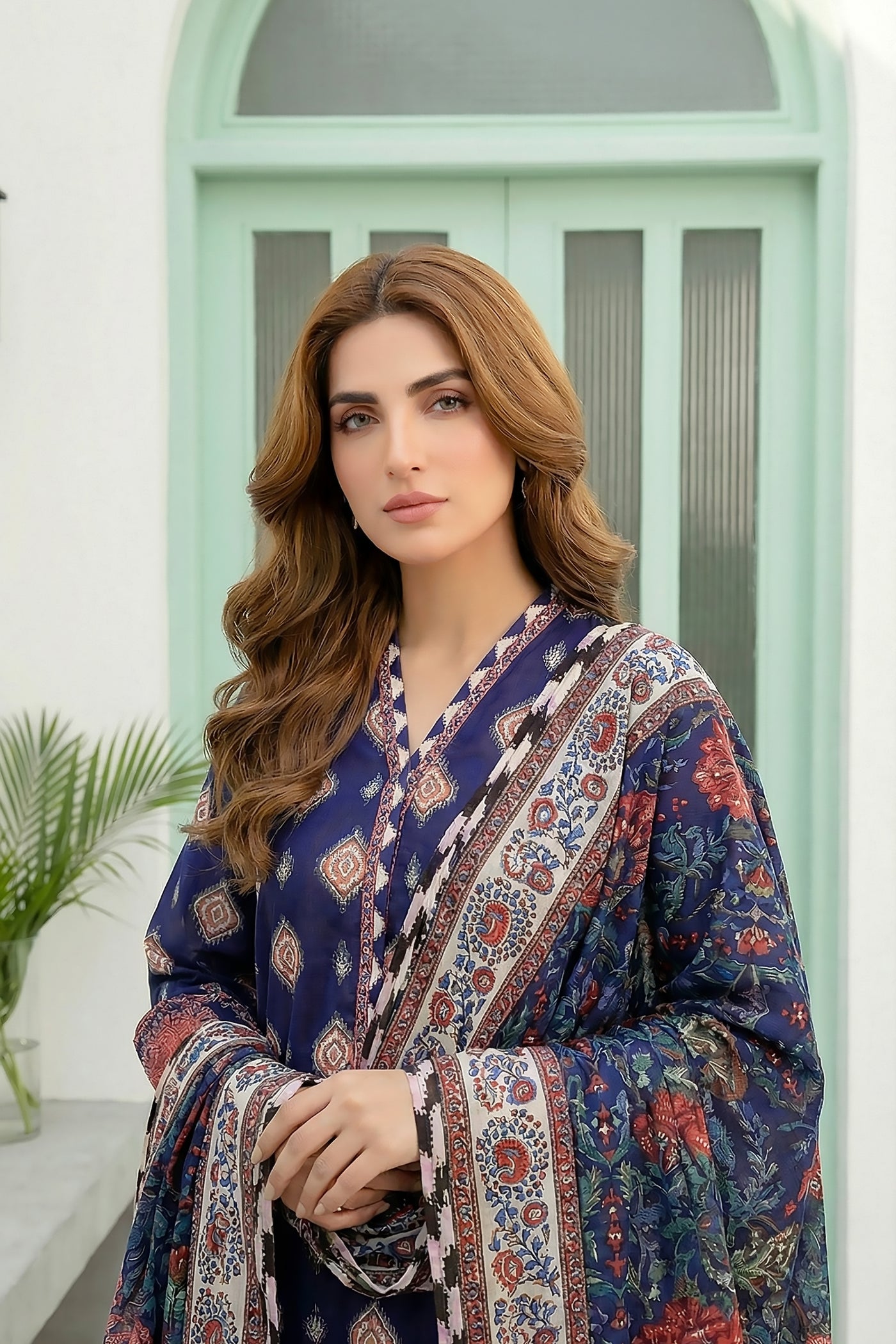 03 Piece Unstitched Printed Lawn - Design 8