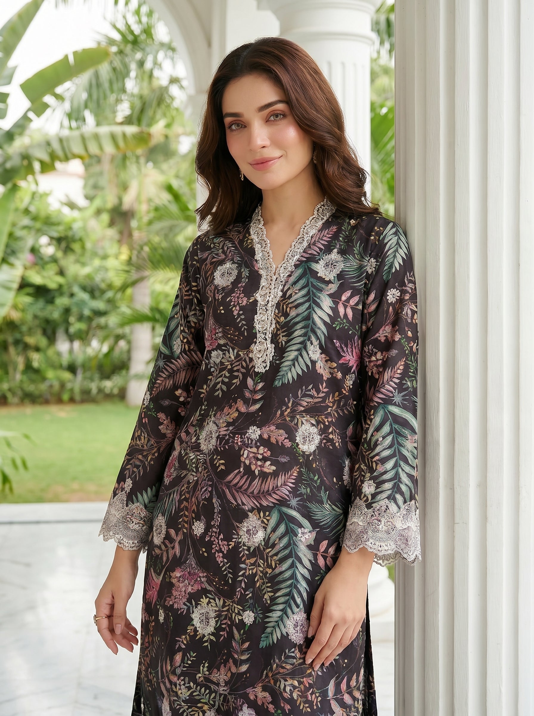 02 Piece Unstitched Printed Embroidered Shirt & Trouser - View 5 - Lakhany