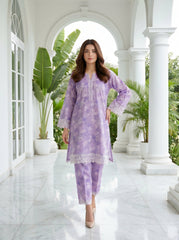 02 Piece Unstitched Printed Embroidered Shirt & Trouser - Lakhany