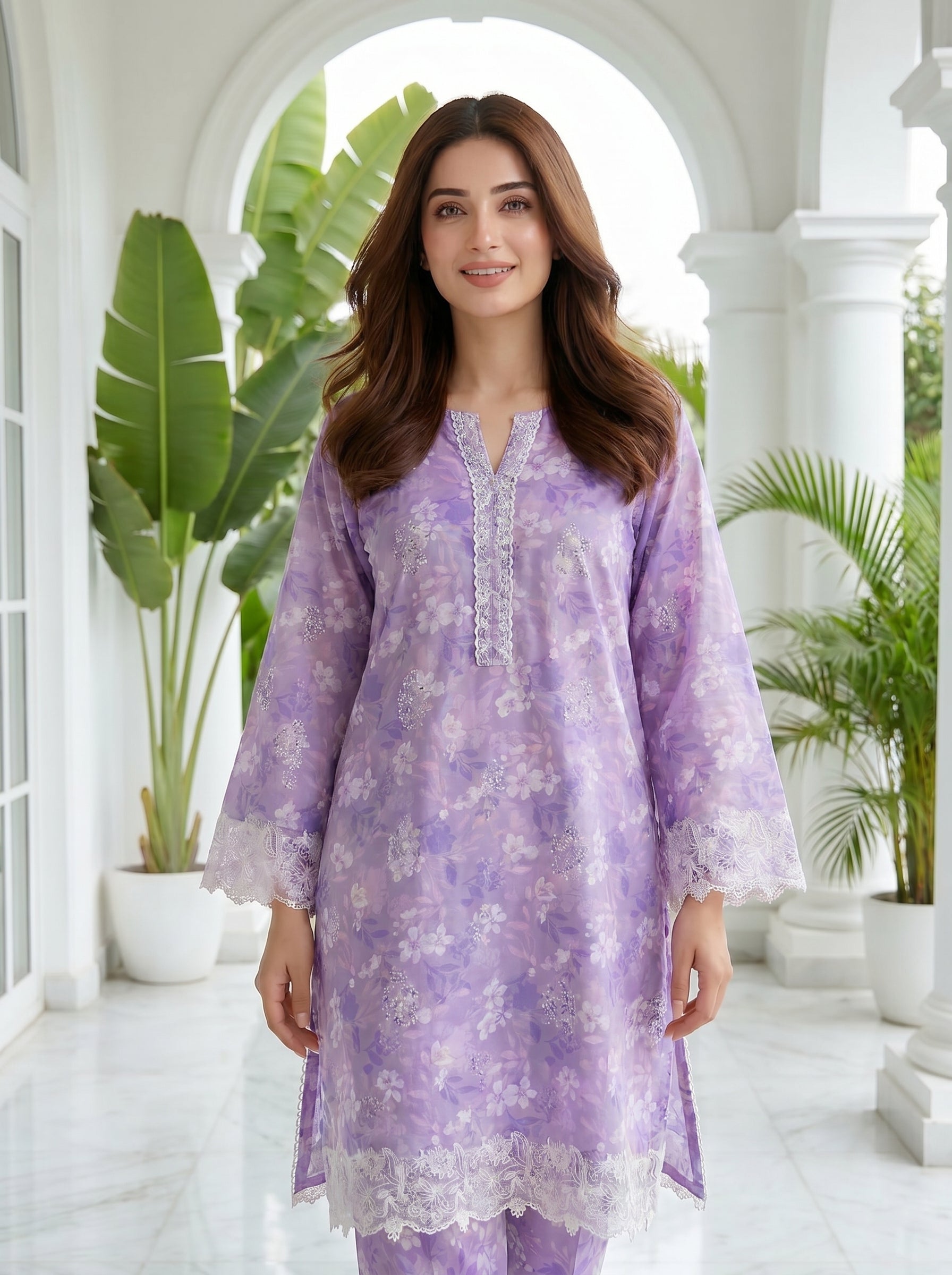 02 Piece Unstitched Printed Embroidered Shirt & Trouser - View 4 - Lakhany