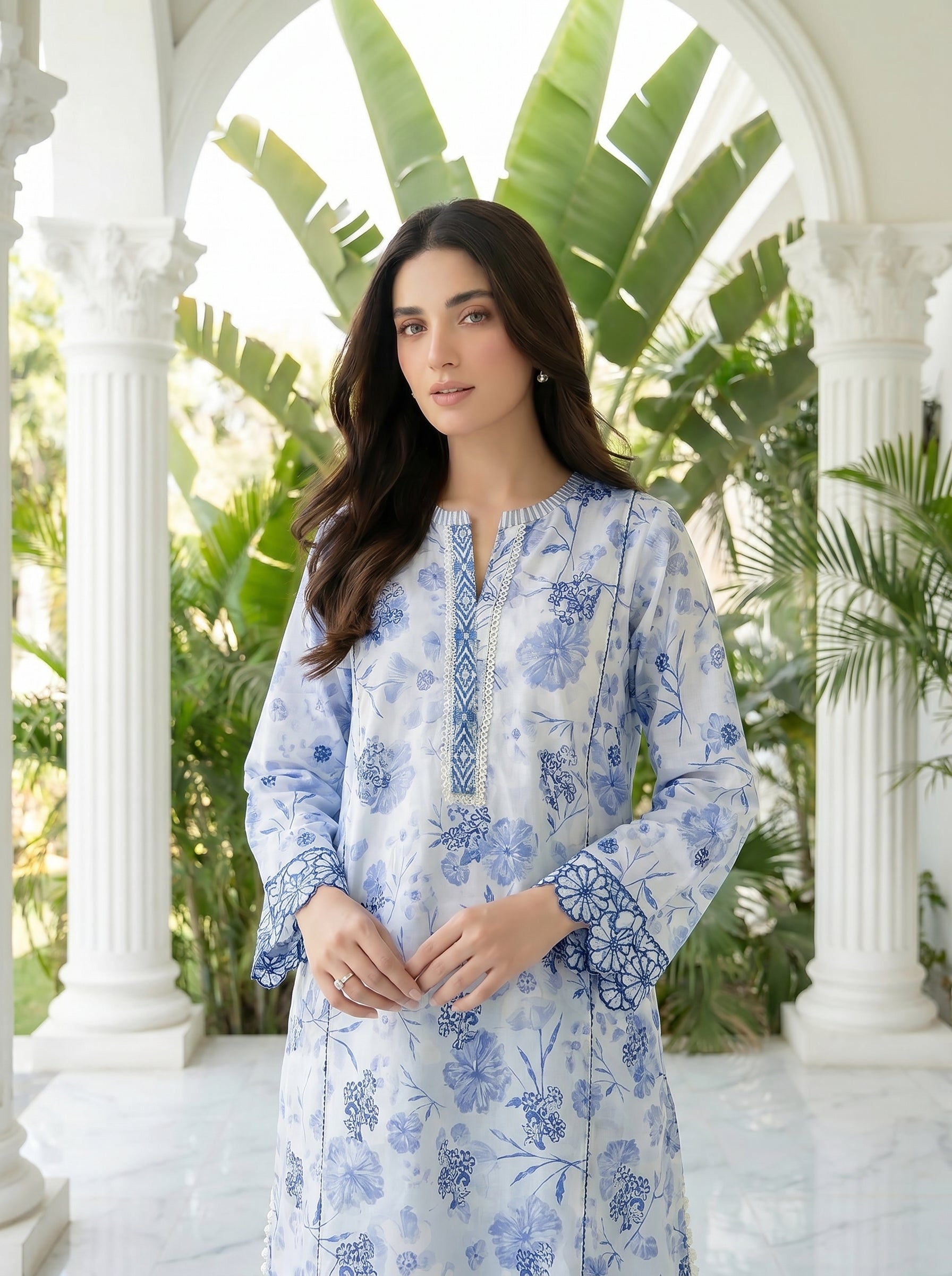 02 Piece Unstitched Printed Embroidered Shirt & Trouser - View 4 - Lakhany