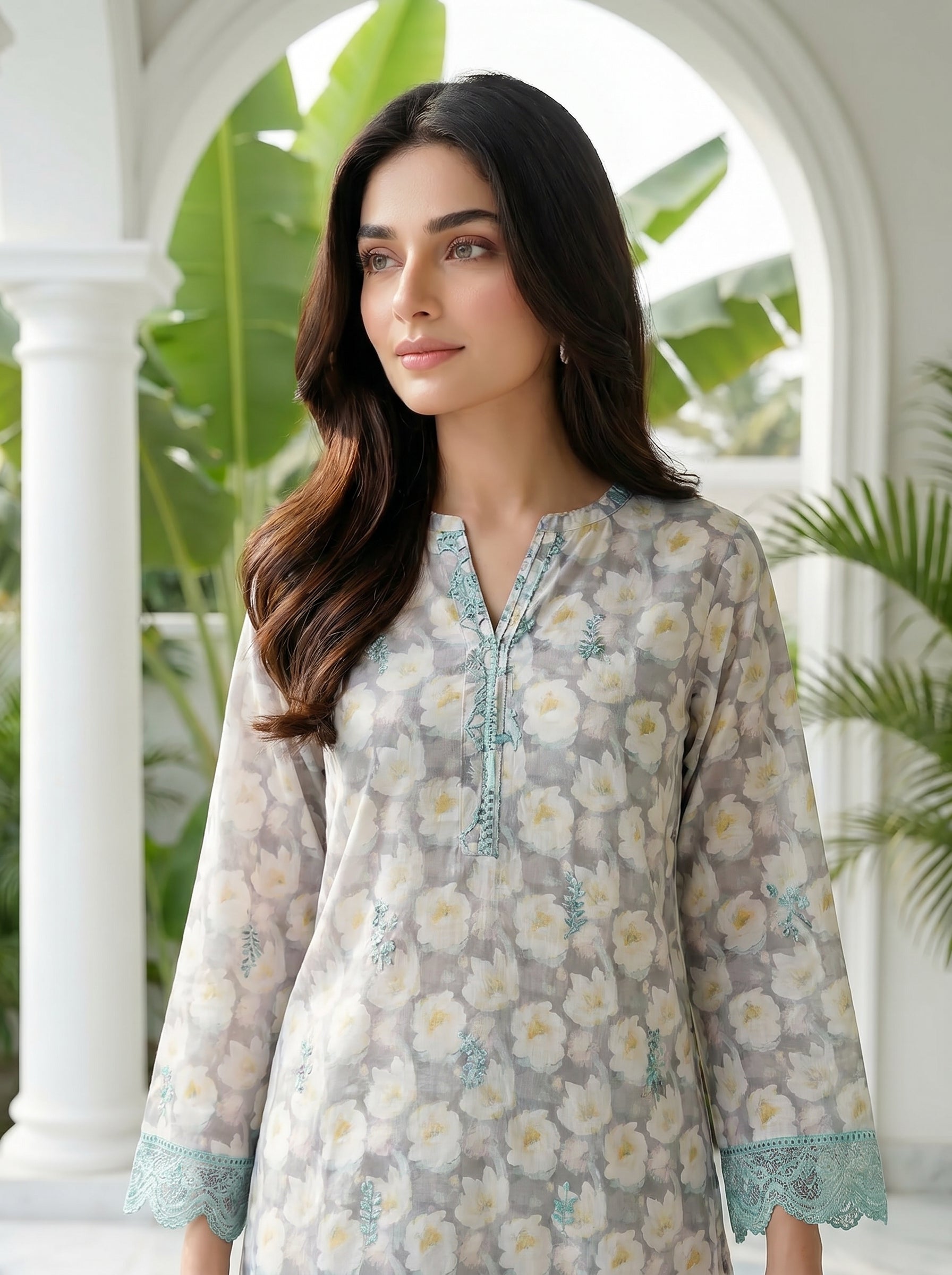 02 Piece Unstitched Printed Embroidered Shirt & Trouser - View 4 - Lakhany
