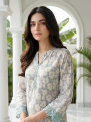 02 Piece Unstitched Printed Embroidered Shirt & Trouser - View 2 - Lakhany