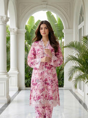 02 Piece Unstitched Printed Embroidered Shirt & Trouser - View 2 - Lakhany
