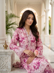 02 Piece Unstitched Printed Embroidered Shirt & Trouser - View 3 - Lakhany