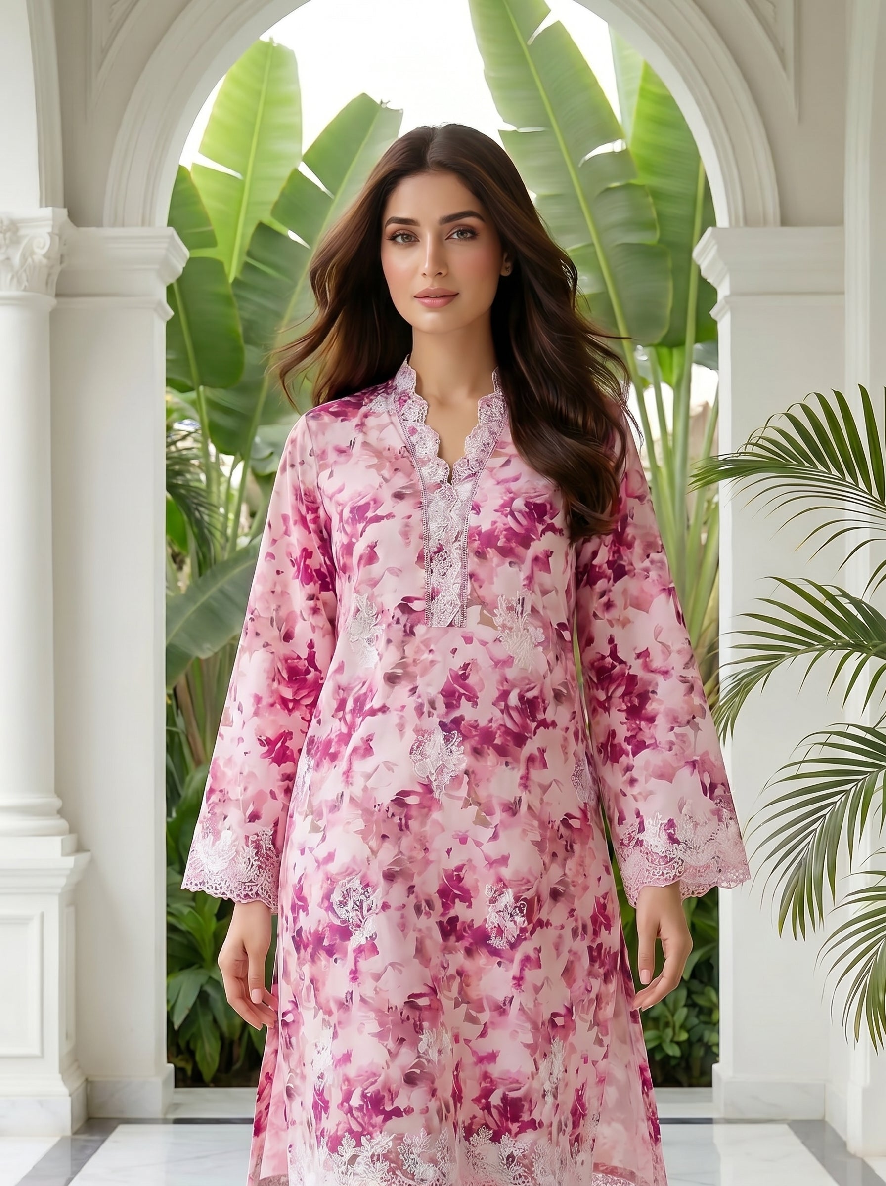 02 Piece Unstitched Printed Embroidered Shirt & Trouser - View 4 - Lakhany