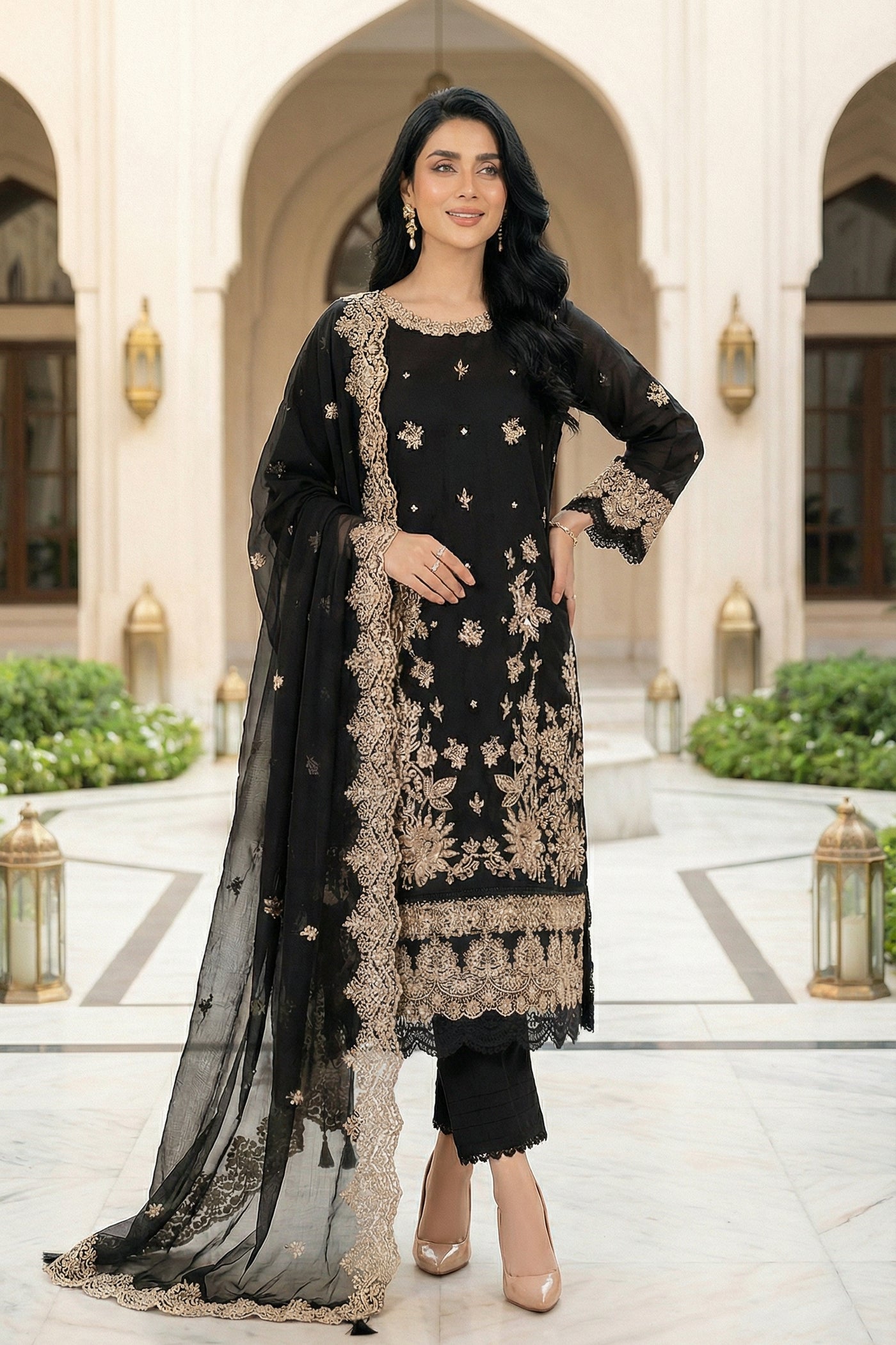 03 Piece Unstitched Embroidered Festive Eid Collection - Design 15