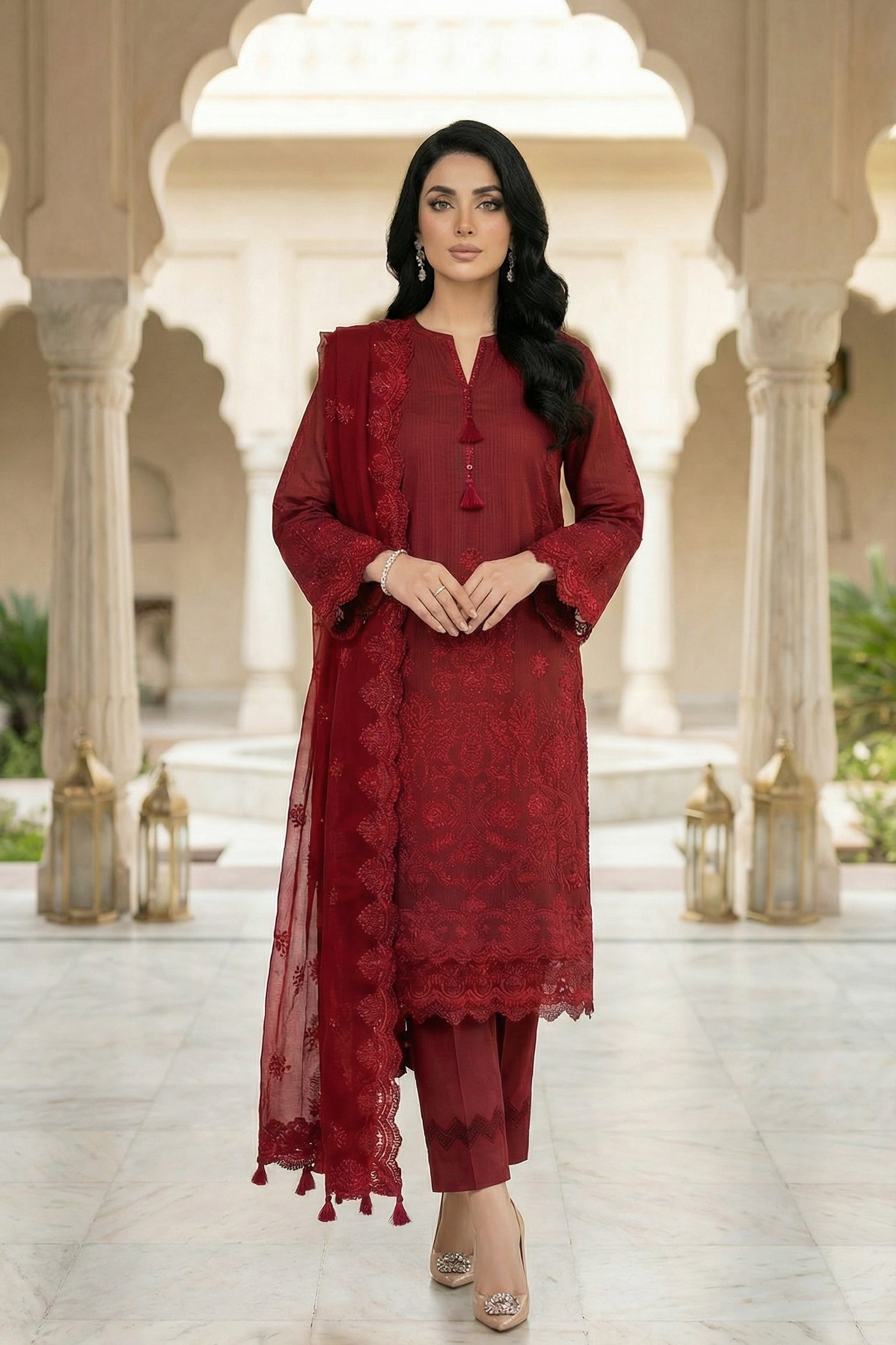 03 Piece Unstitched Embroidered Festive Eid Collection - Design 17