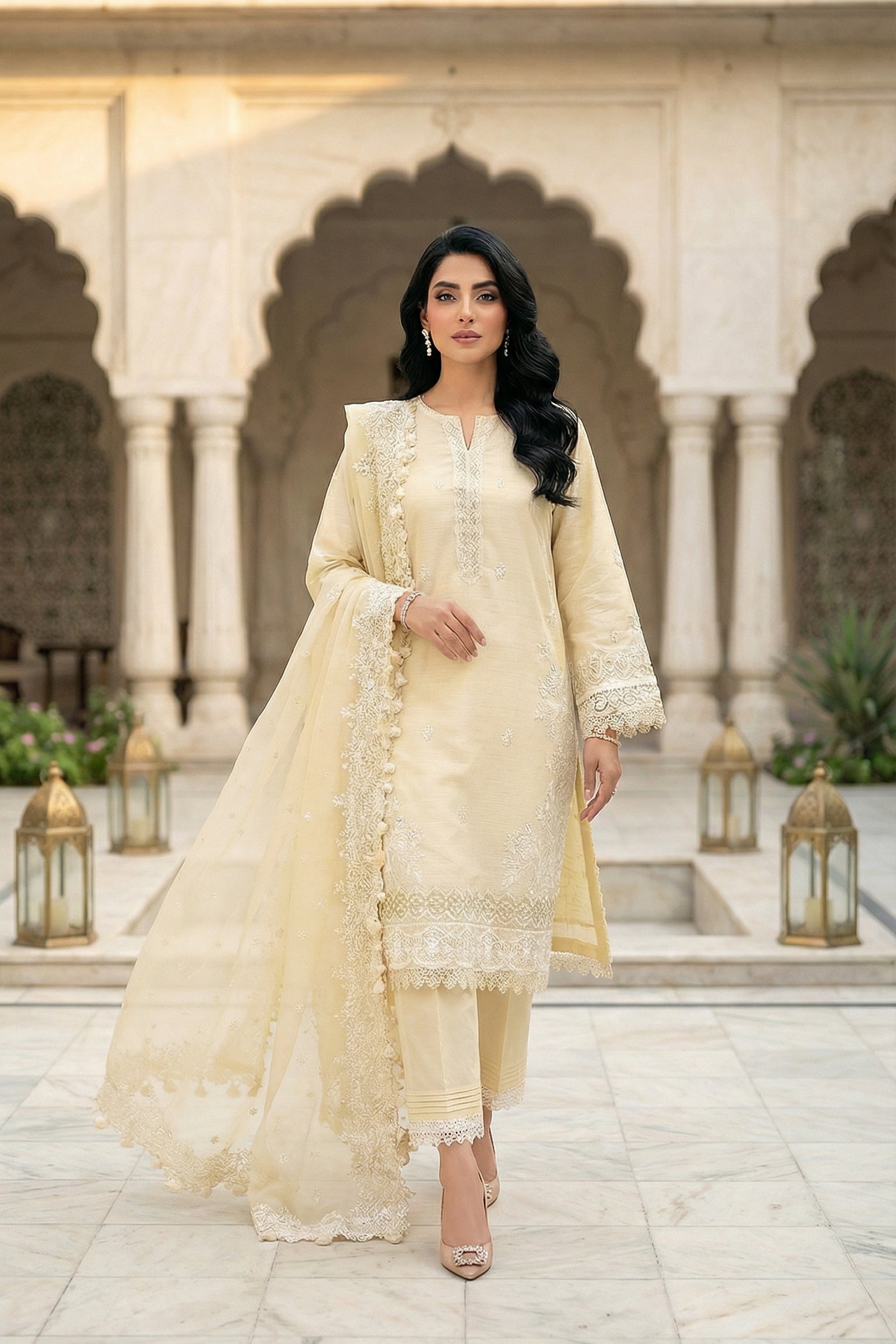 03 Piece Unstitched Embroidered Festive Eid Collection - Design 18