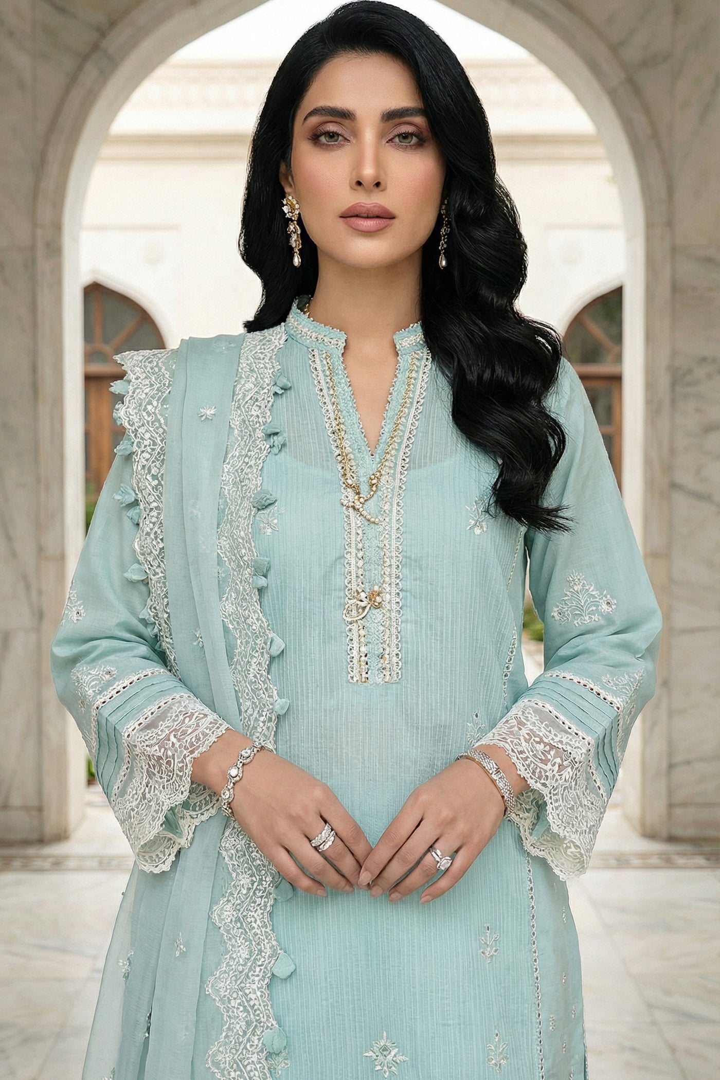 03 Piece Unstitched Embroidered Festive Eid Collection - Design 19