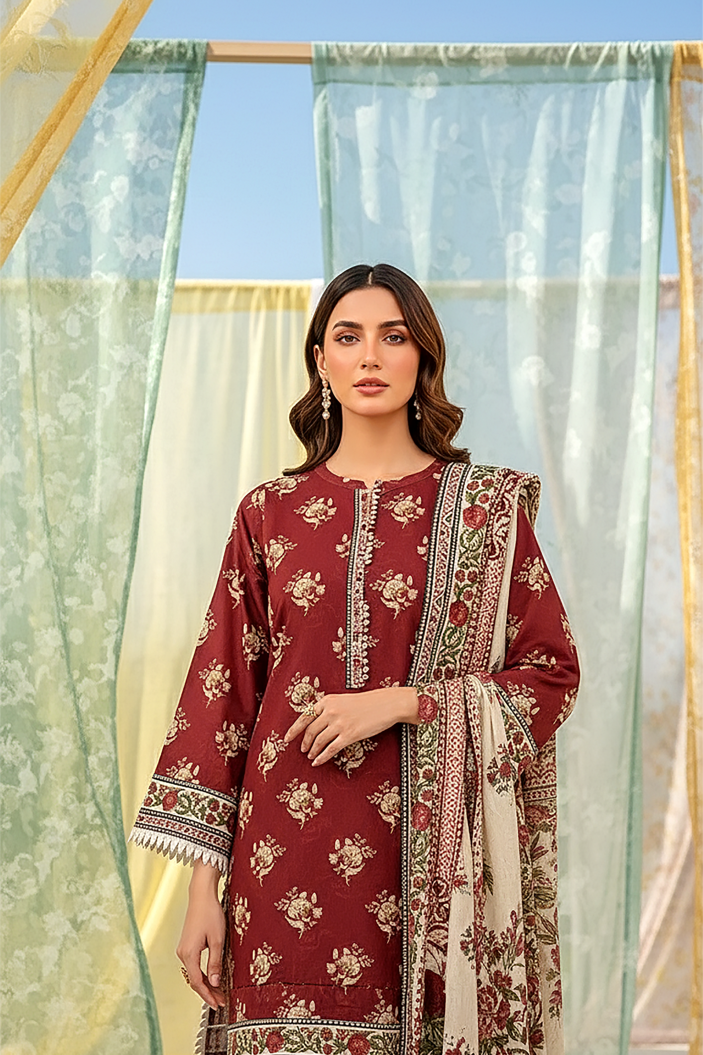 03 Piece Unstitched Printed Lawn - Design 26