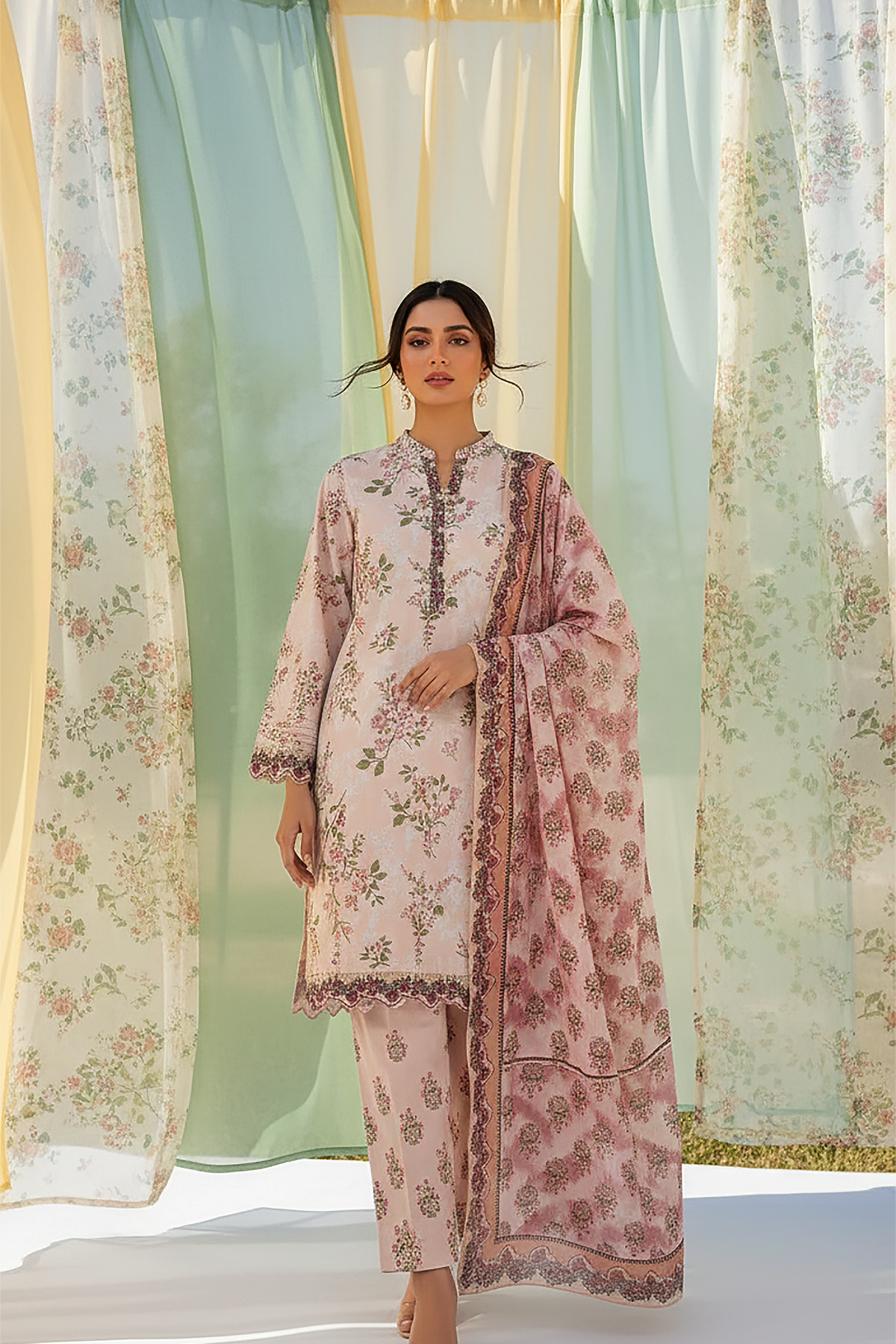 03 Piece Unstitched Printed Lawn - Design 27