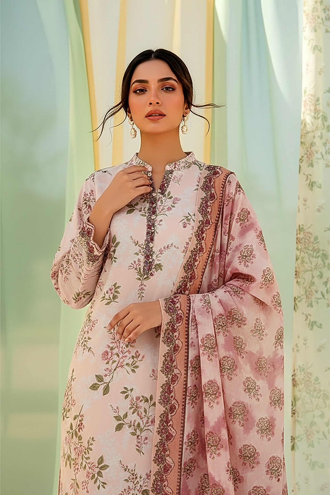 03 Piece Unstitched Printed Lawn - Design 27