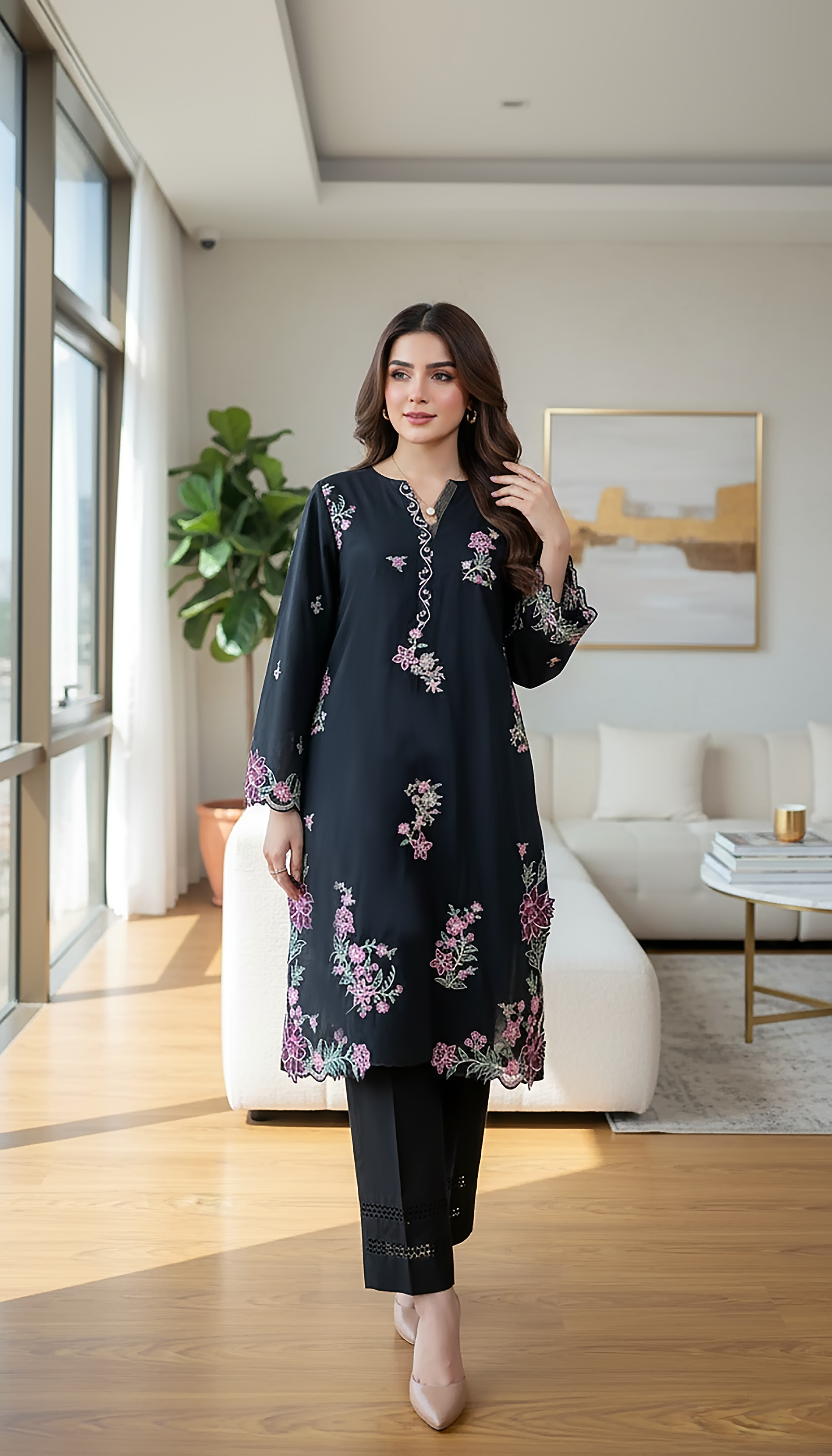 02 Piece Unstitched Embroidered with Shirt & Trouser - View 5 - Lakhany