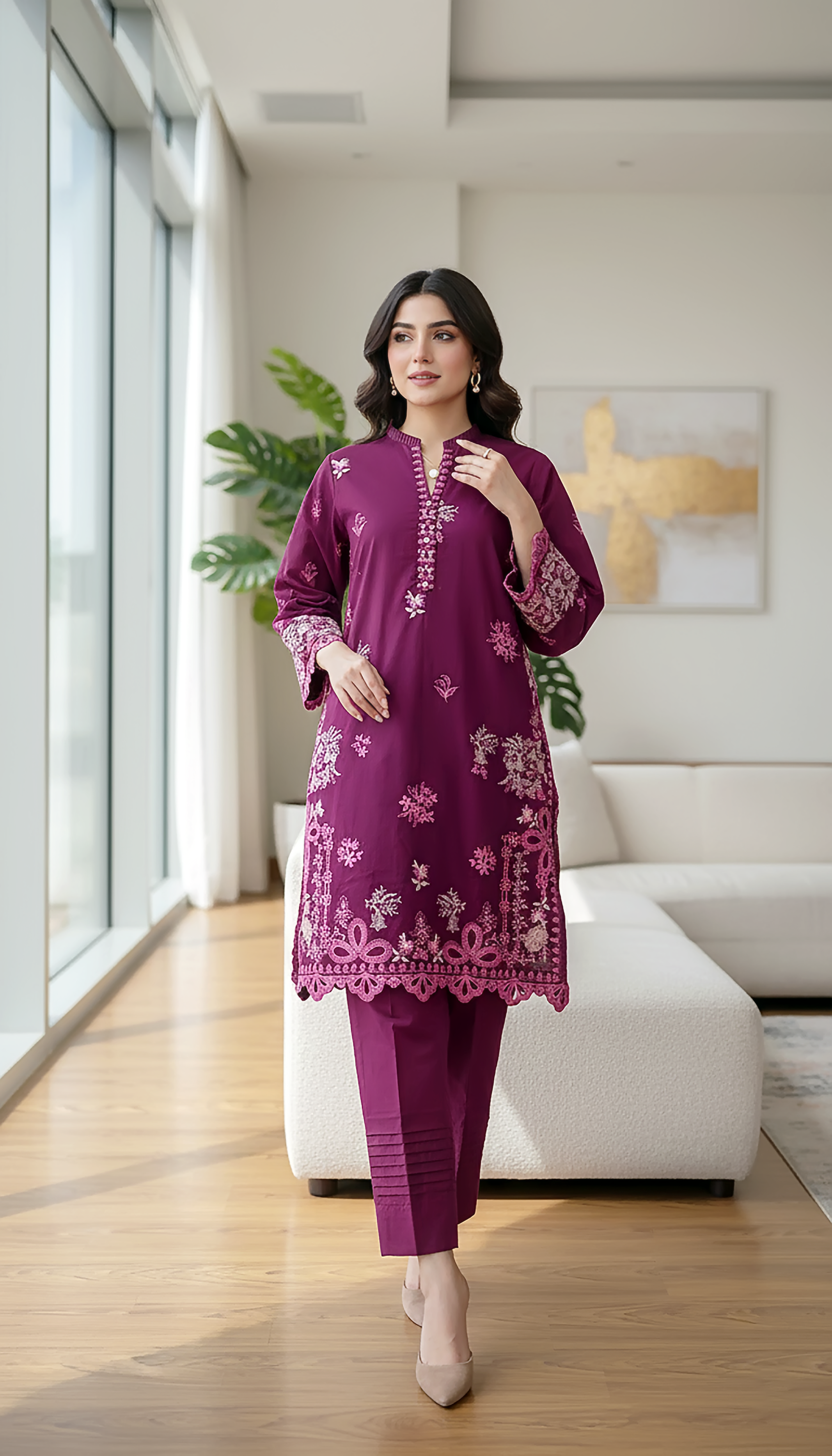02 Piece Unstitched Embroidered with Shirt & Trouser - View 5 - Lakhany