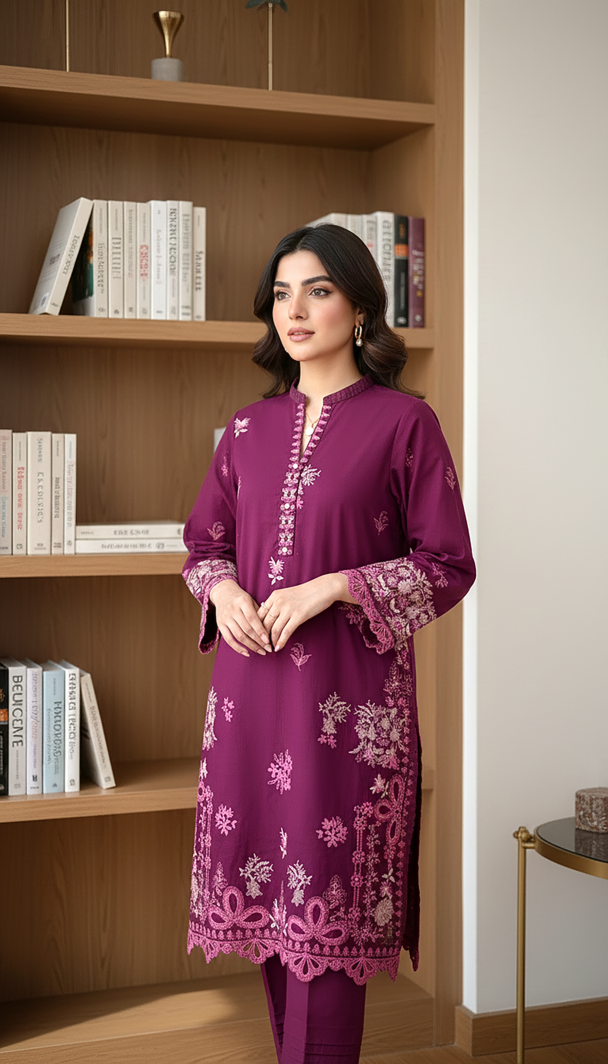 02 Piece Unstitched Embroidered with Shirt & Trouser - View 3 - Lakhany