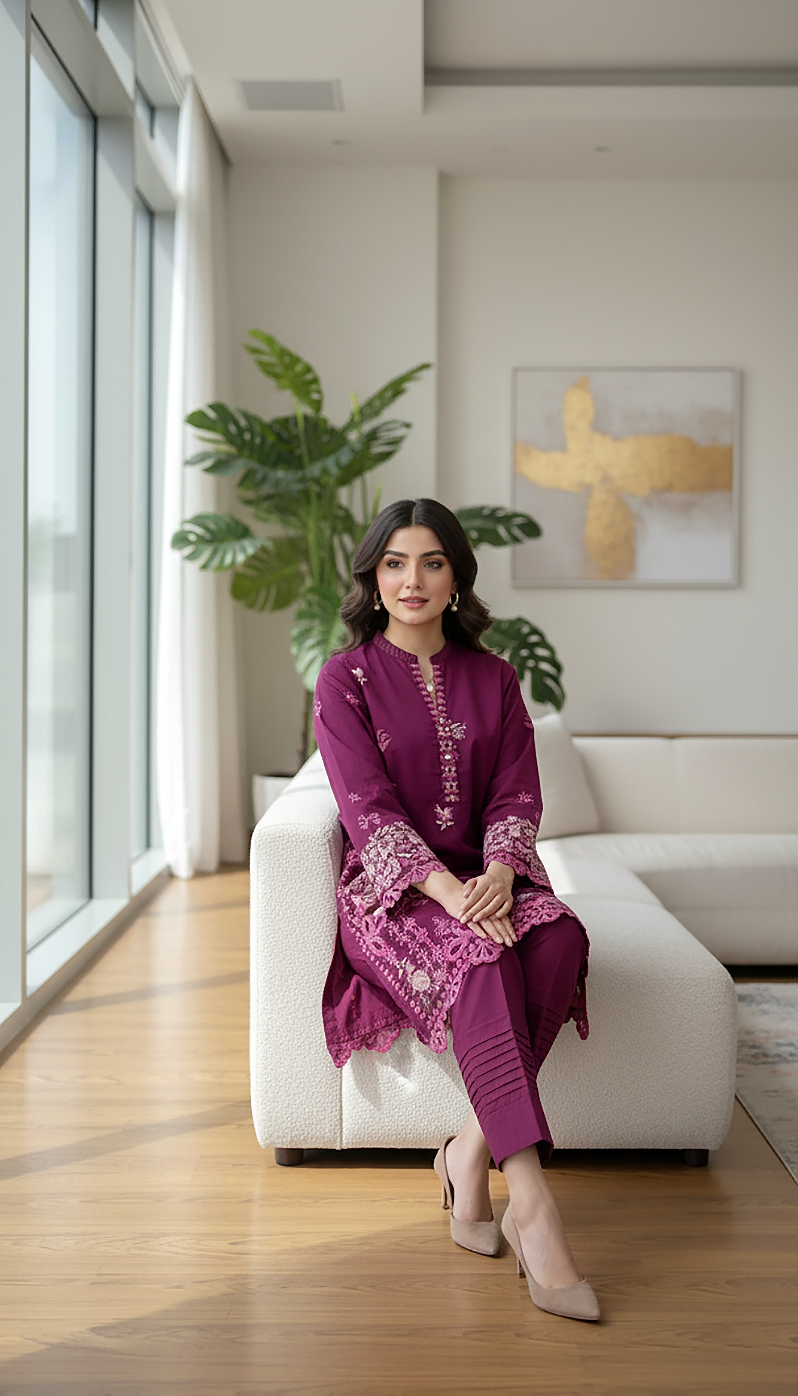 02 Piece Unstitched Embroidered with Shirt & Trouser - View 2 - Lakhany