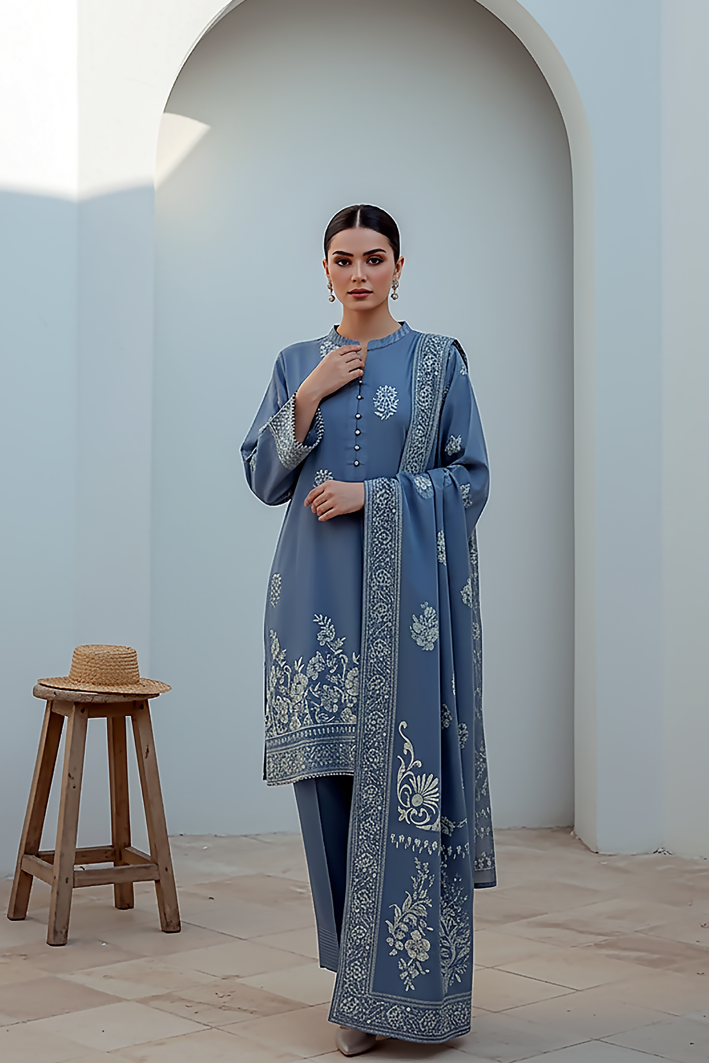 03 Piece Unstitched Pashmina Printed - Design 23
