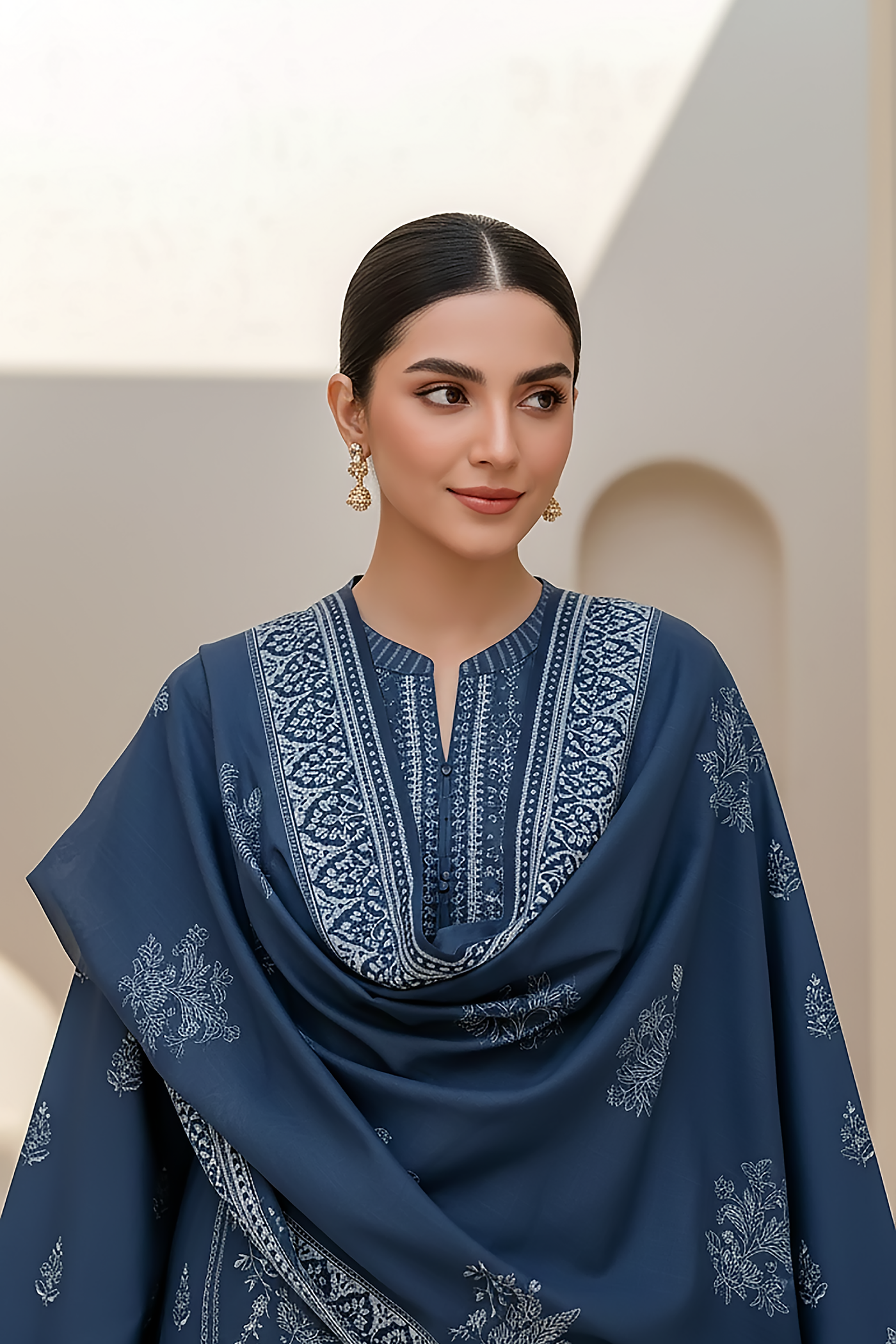 03 Piece Unstitched Pashmina Printed - Design 24