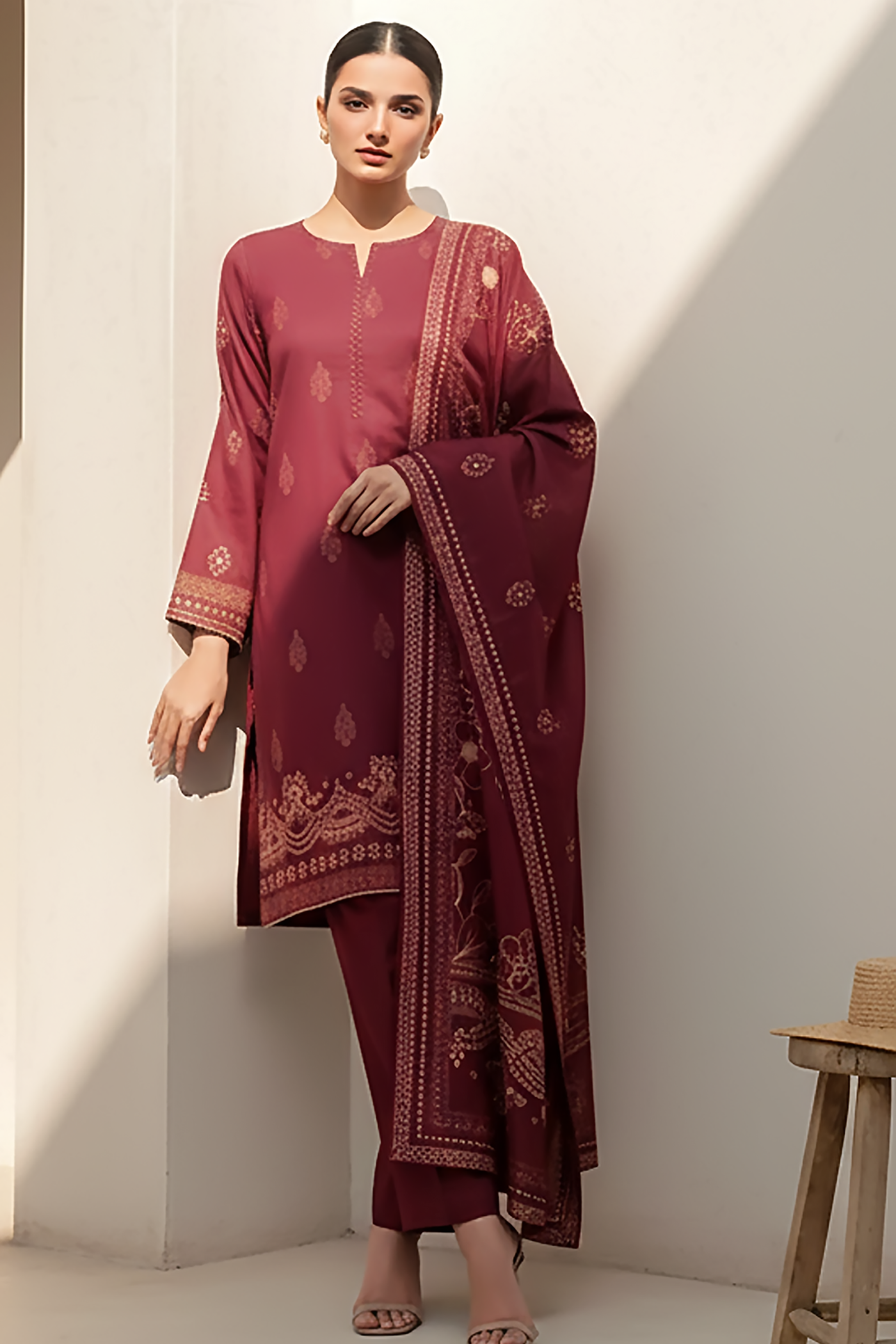 03 Piece Unstitched Pashmina Printed - Design 20