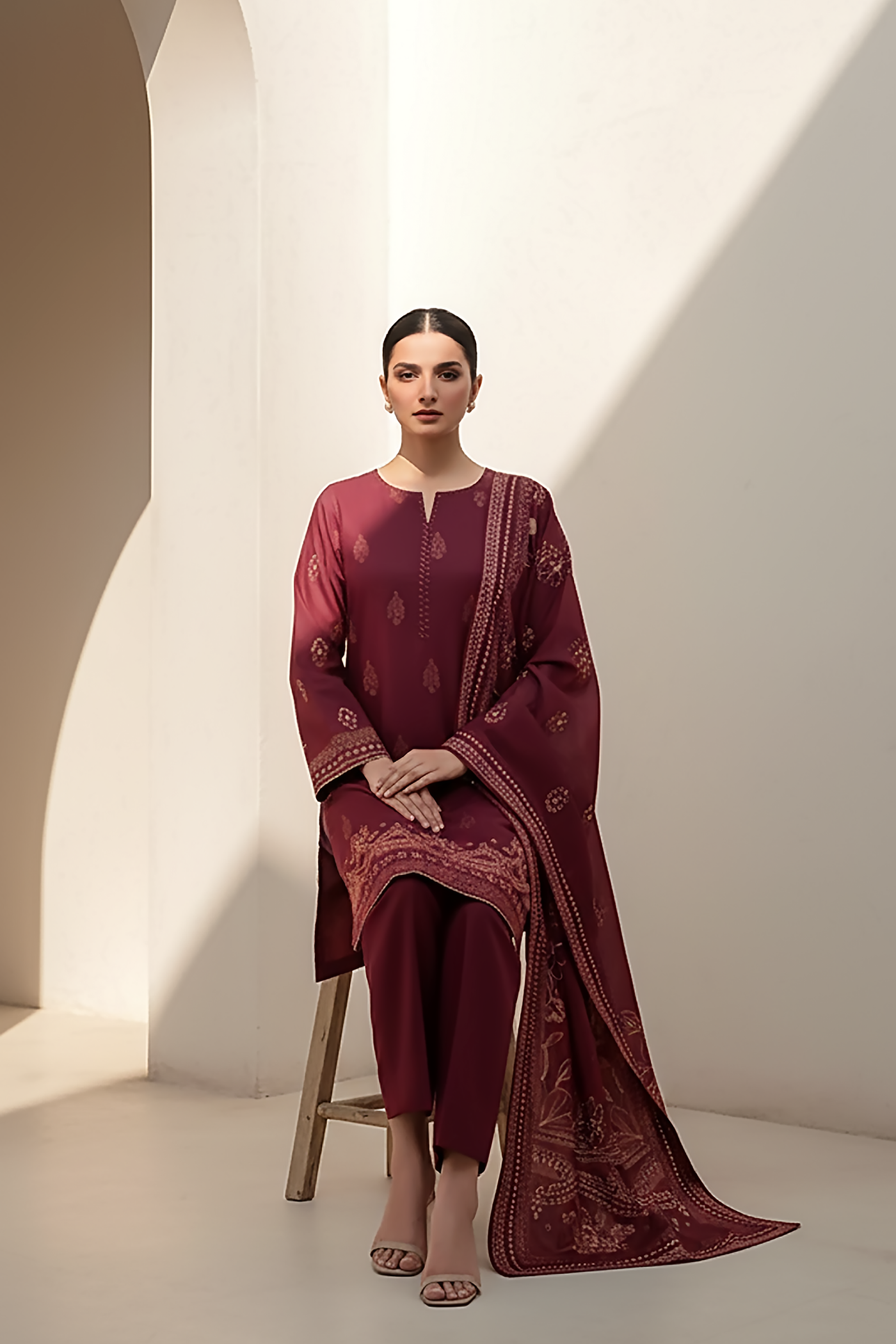 03 Piece Unstitched Pashmina Printed - Design 20