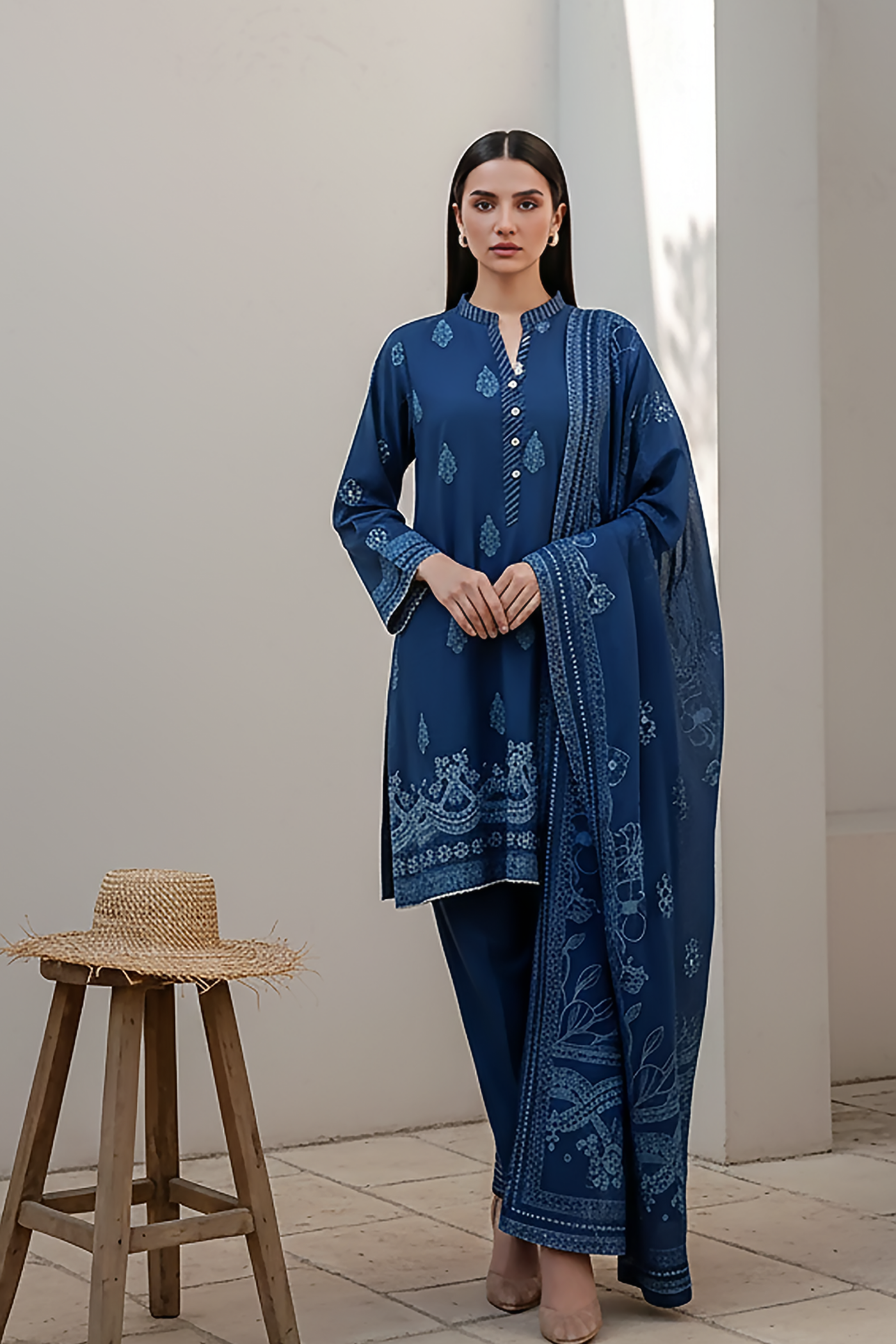 03 Piece Unstitched Pashmina Printed - Design 22