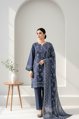 03 Piece Unstitched Textured Heavy Weight Printed Marina - Design 30