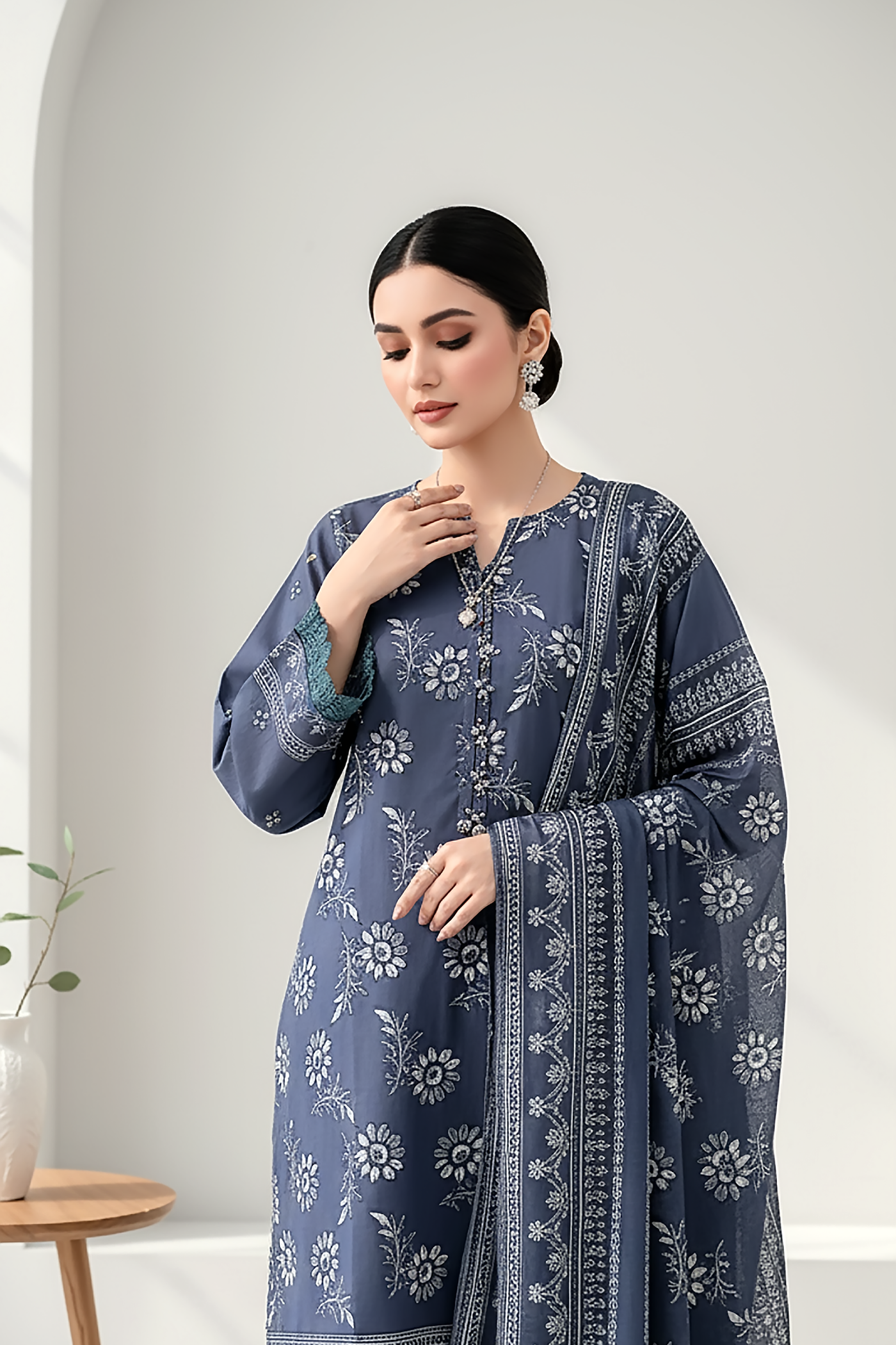 03 Piece Unstitched Textured Heavy Weight Printed Marina - Design 30