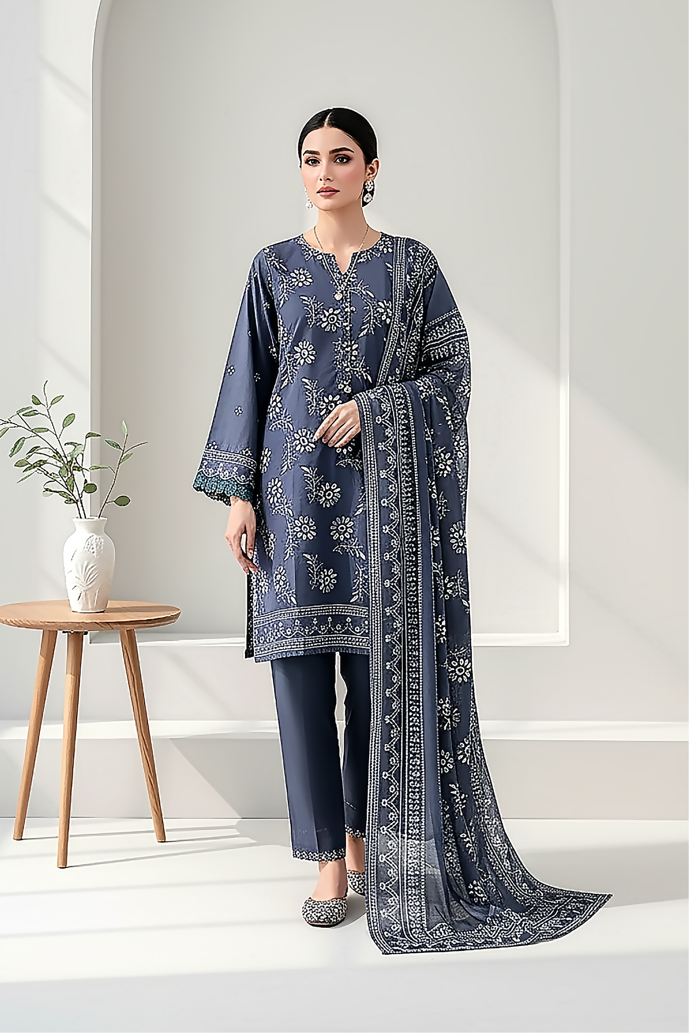 03 Piece Unstitched Textured Heavy Weight Printed Marina - Design 30