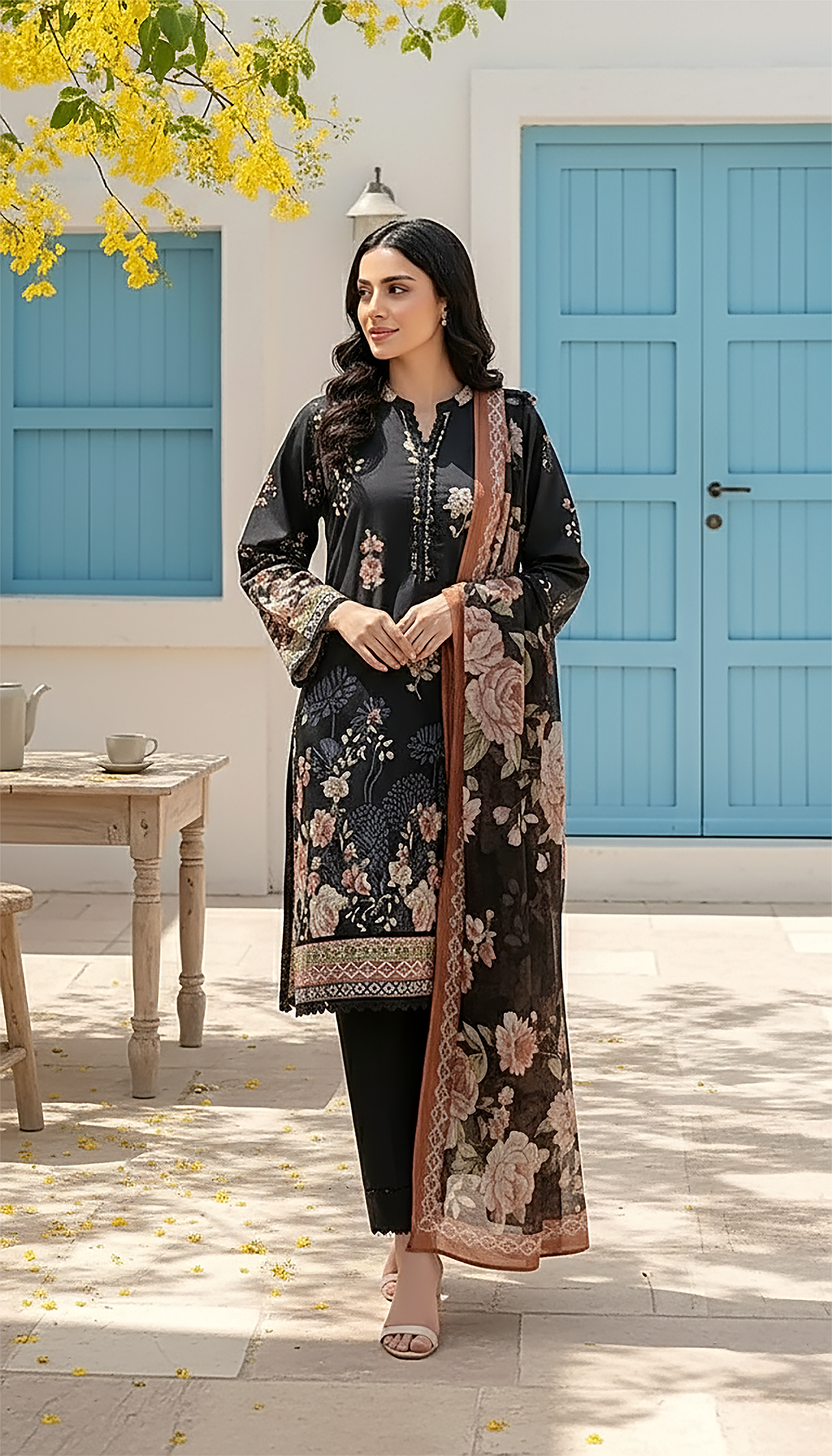 03 Piece Stitched Printed Lawn
