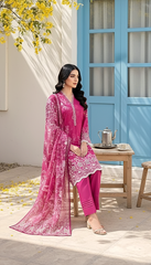 03 Piece Stitched Printed Lawn