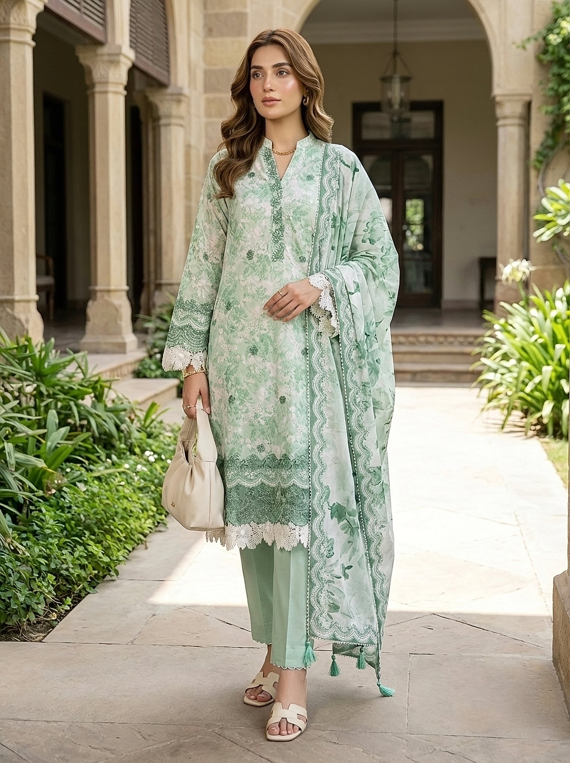 03 Piece Stitched Printed Embroidered Komal Lawn
