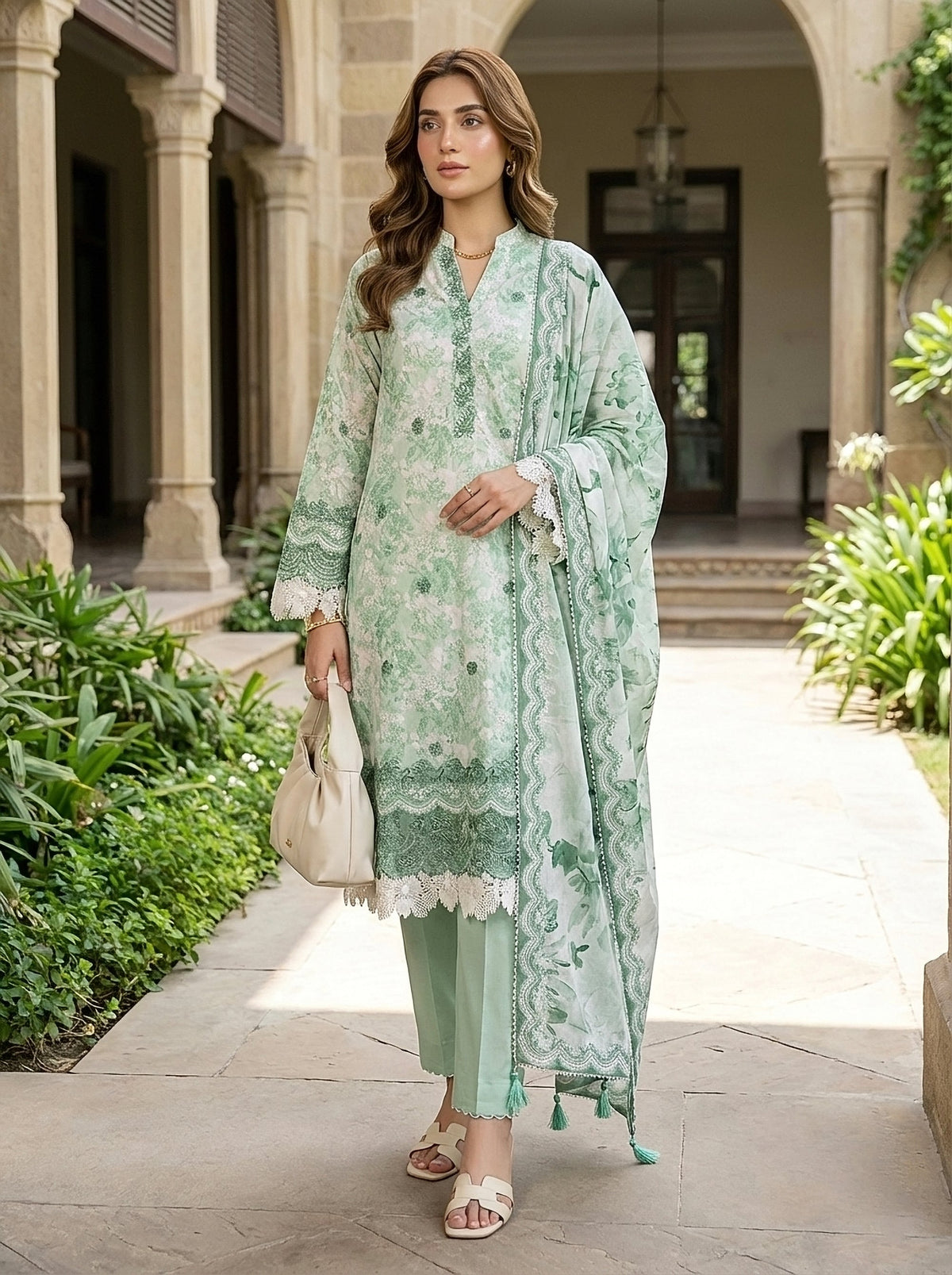 03 Piece Stitched Printed Embroidered Komal Lawn