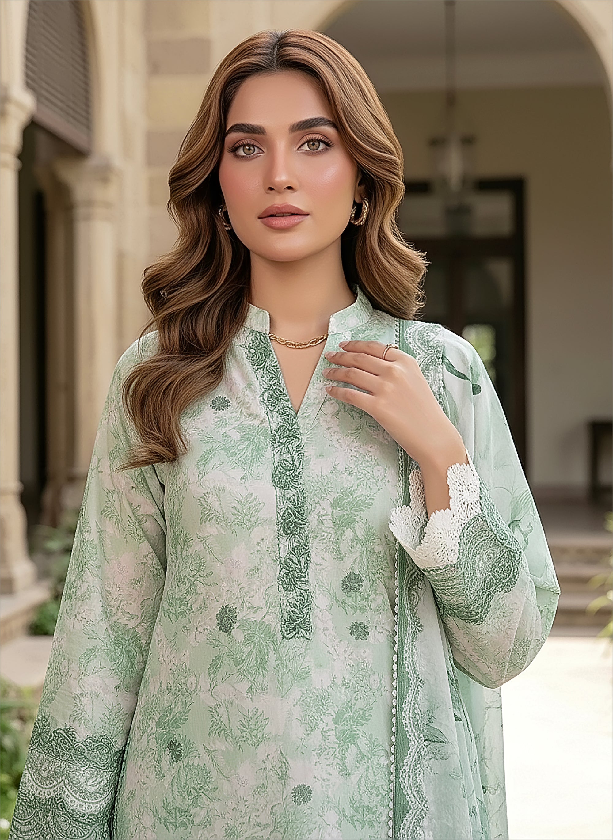 03 Piece Stitched Printed Embroidered Komal Lawn