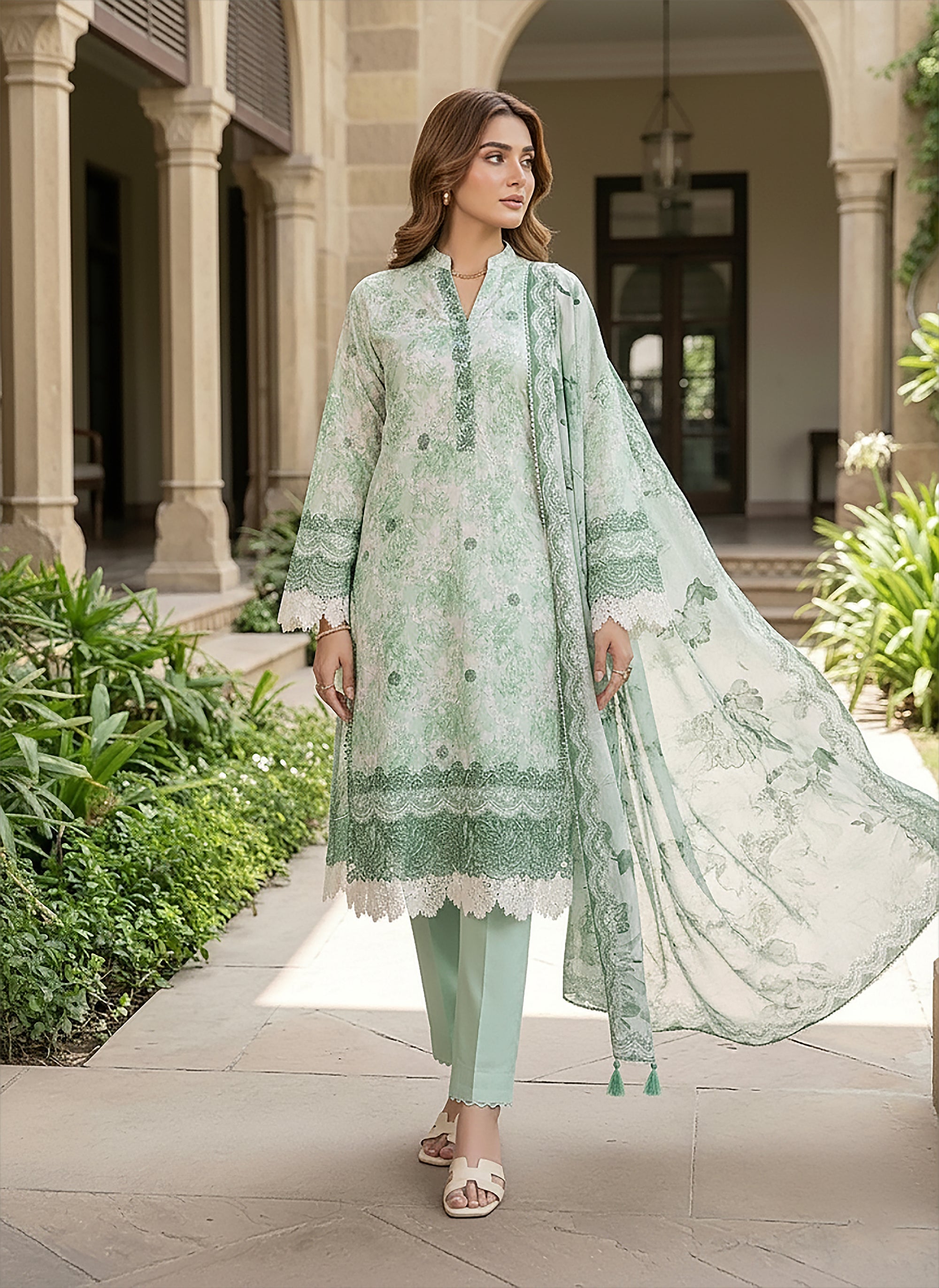 03 Piece Stitched Printed Embroidered Komal Lawn