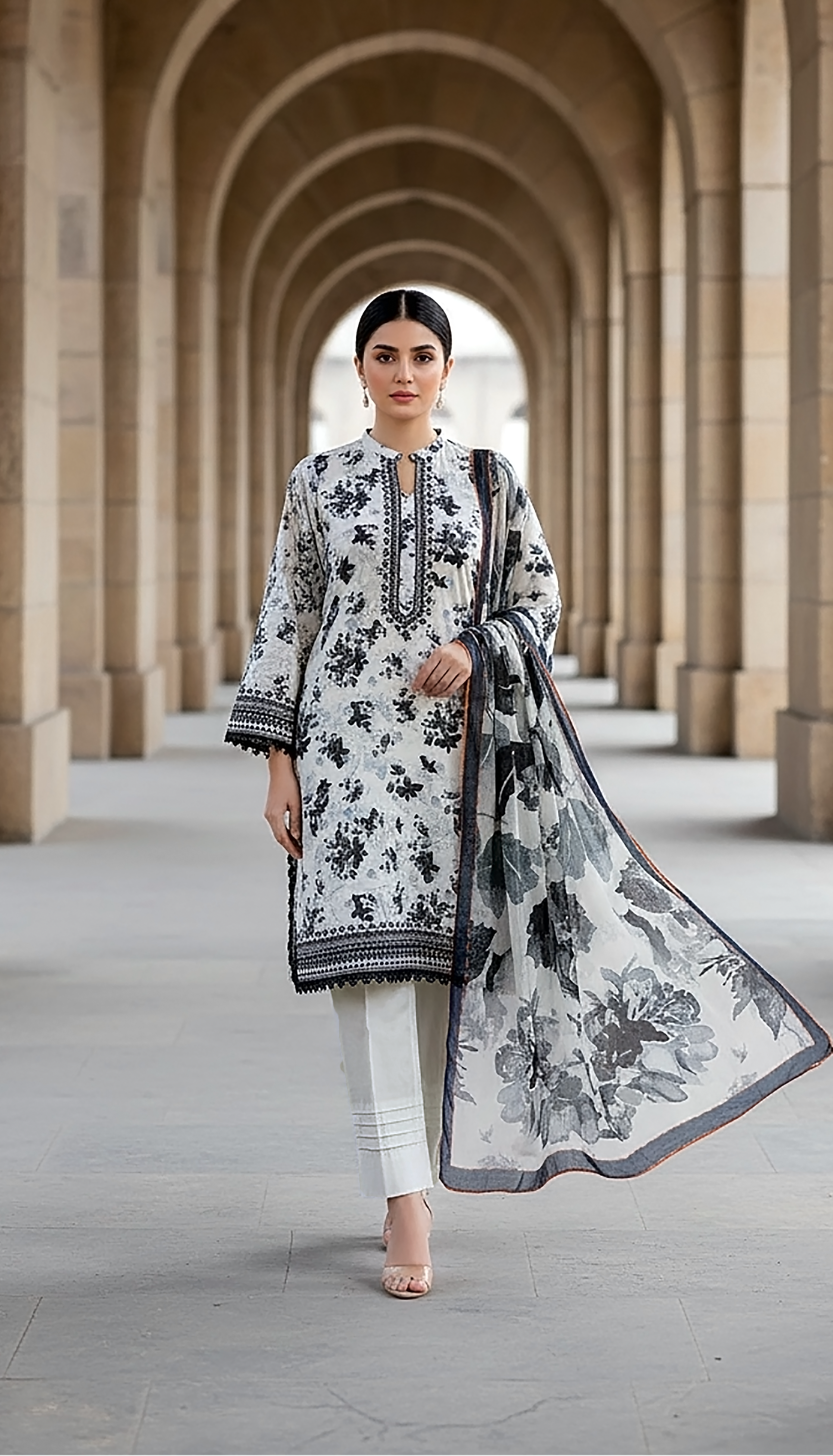 03 Piece Stitched Printed Lawn