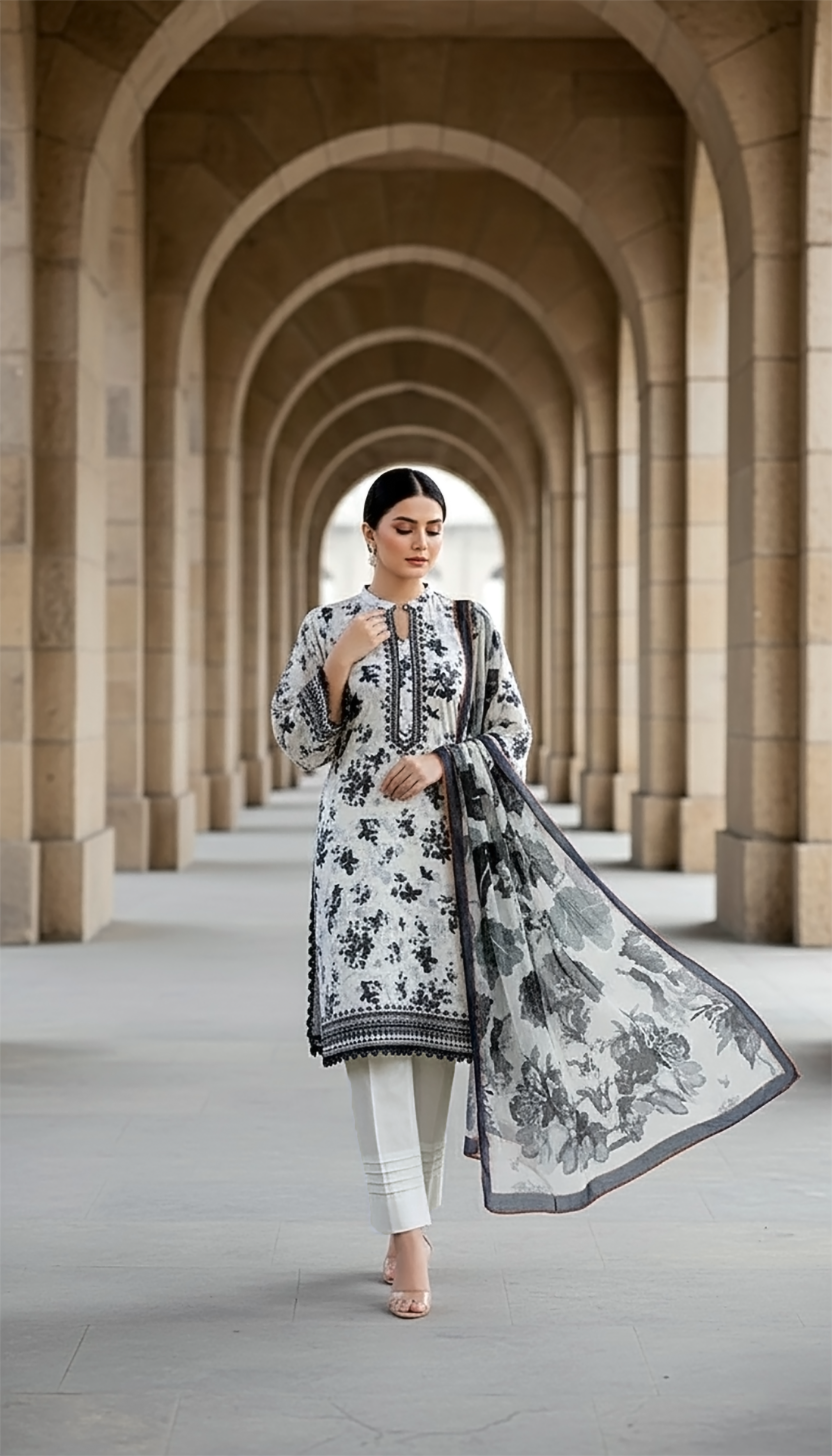 03 Piece Stitched Printed Lawn