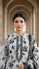 03 Piece Stitched Printed Lawn