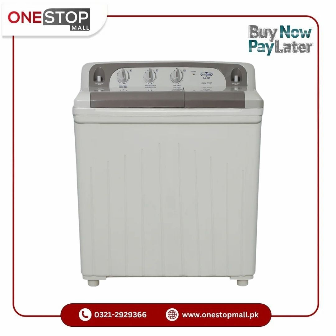 Super Asia Washing Machine SA-245 Easy Wash Scrub Board With Double Storm Pulsator 1 Year Brand Warranty