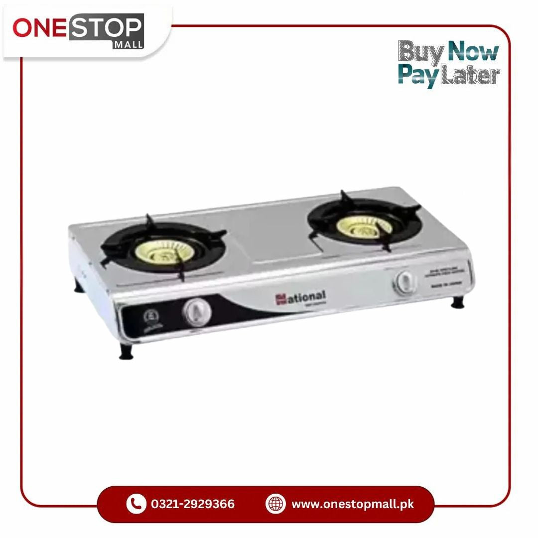 National Gas Stove Lpg NA-400 2 Burner Stainless Steel Body  Fully Auto Ignition