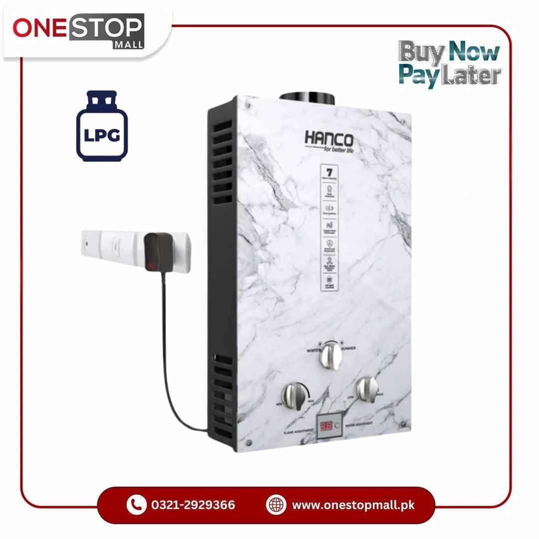Hanco Instant Water Heater Model 7G3 LPG 7 Liters Dual Ignition Gas Geyser Brand Warranty