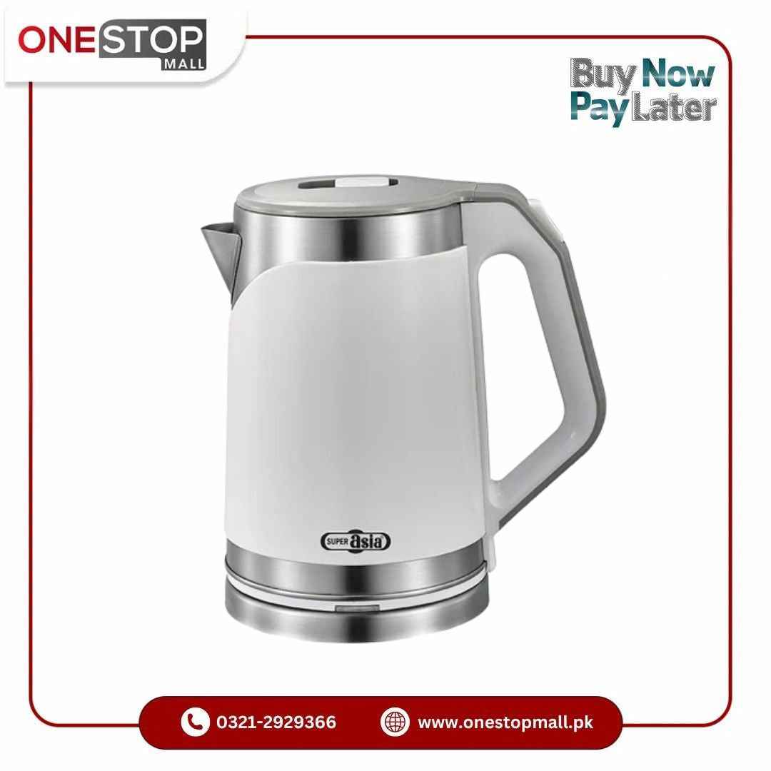 Super Asia  Electric Kettle EK-1120 2.0 Litter Capacity Stainless Steel Kettle With Blue Indicator