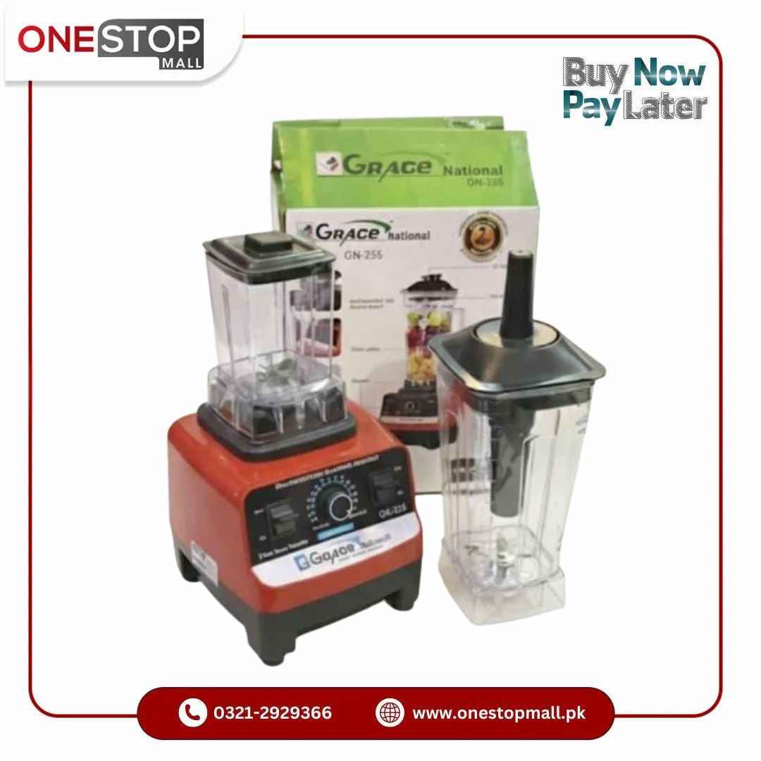 Grace N Blender Grinder Model GN-255 Unbreakable jug with Dry mill New Arrival 2026 Quality Stainless steel blade Power full Motor With Overheat Protection 2 Year Brand Warranty